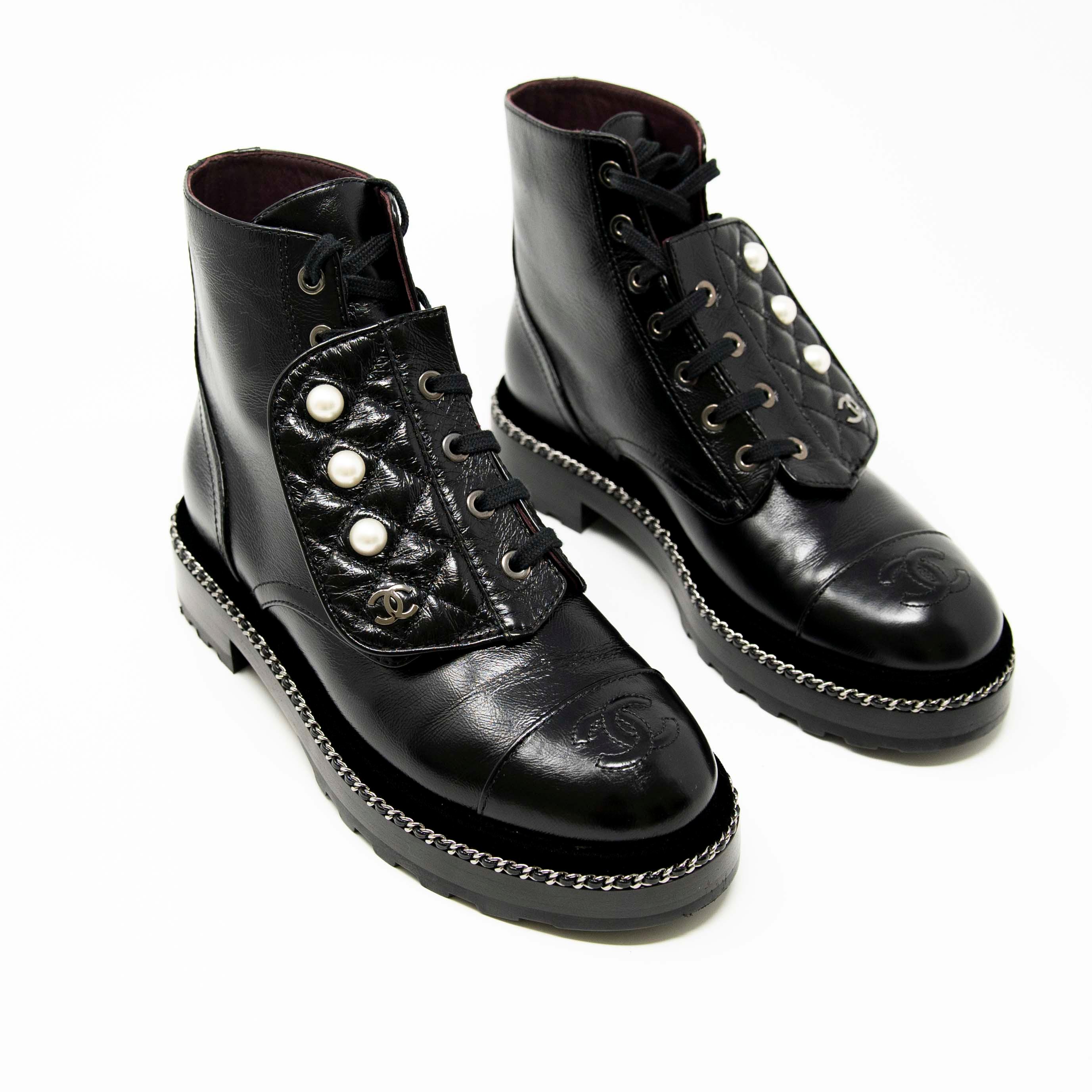 Chanel Black Combat Boots 36.5 - Image 4