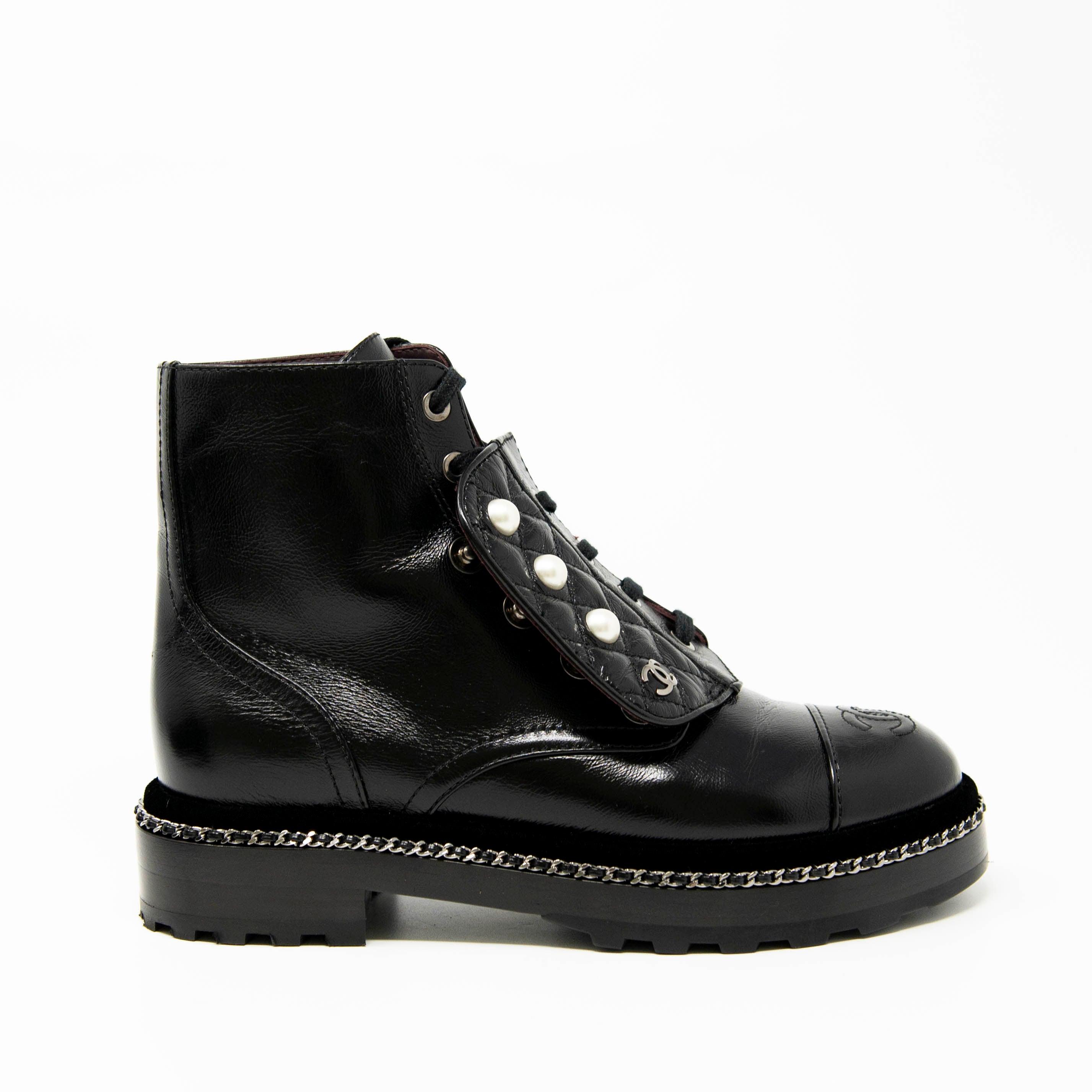 Chanel Black Combat Boots 36.5 - Image 5