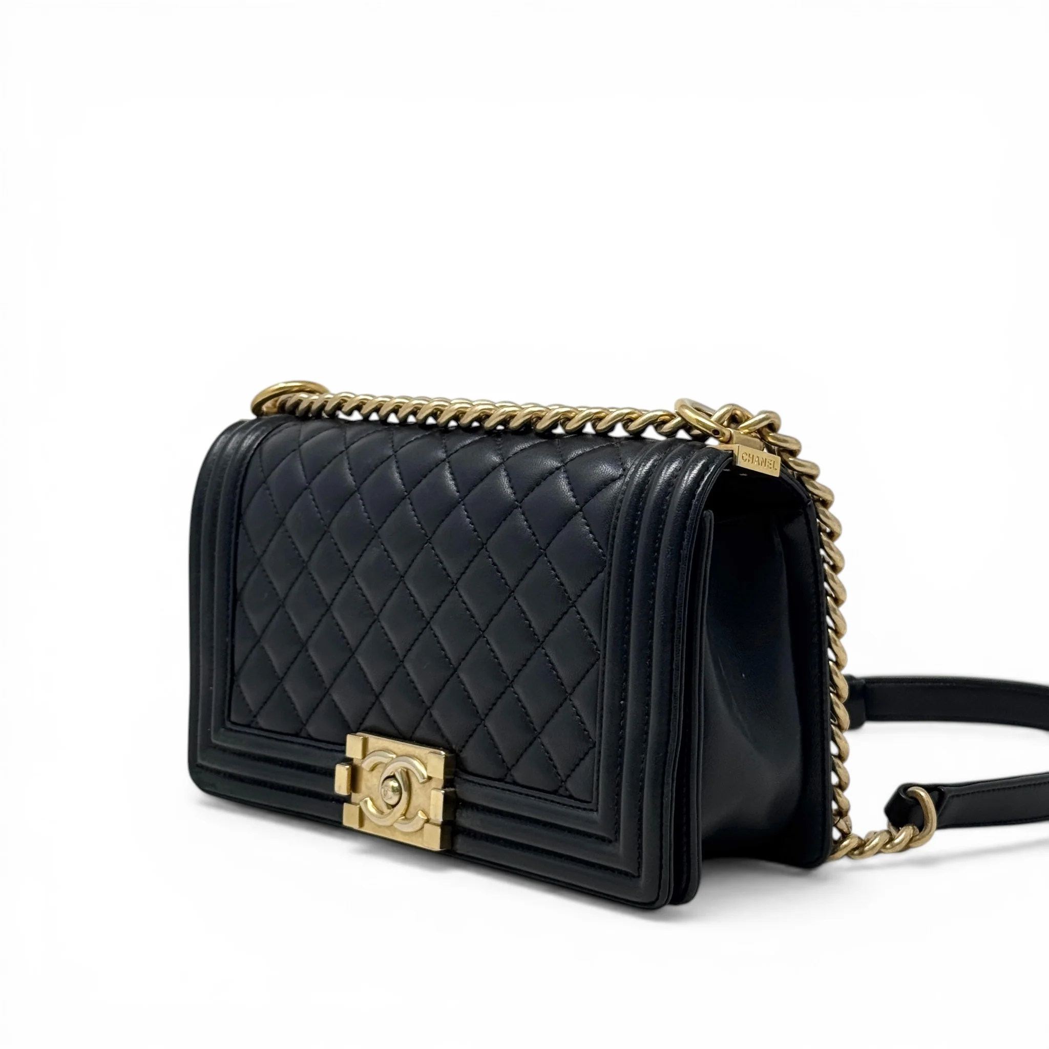 Chanel Black Lambskin Medium Boy Bag - Image 2