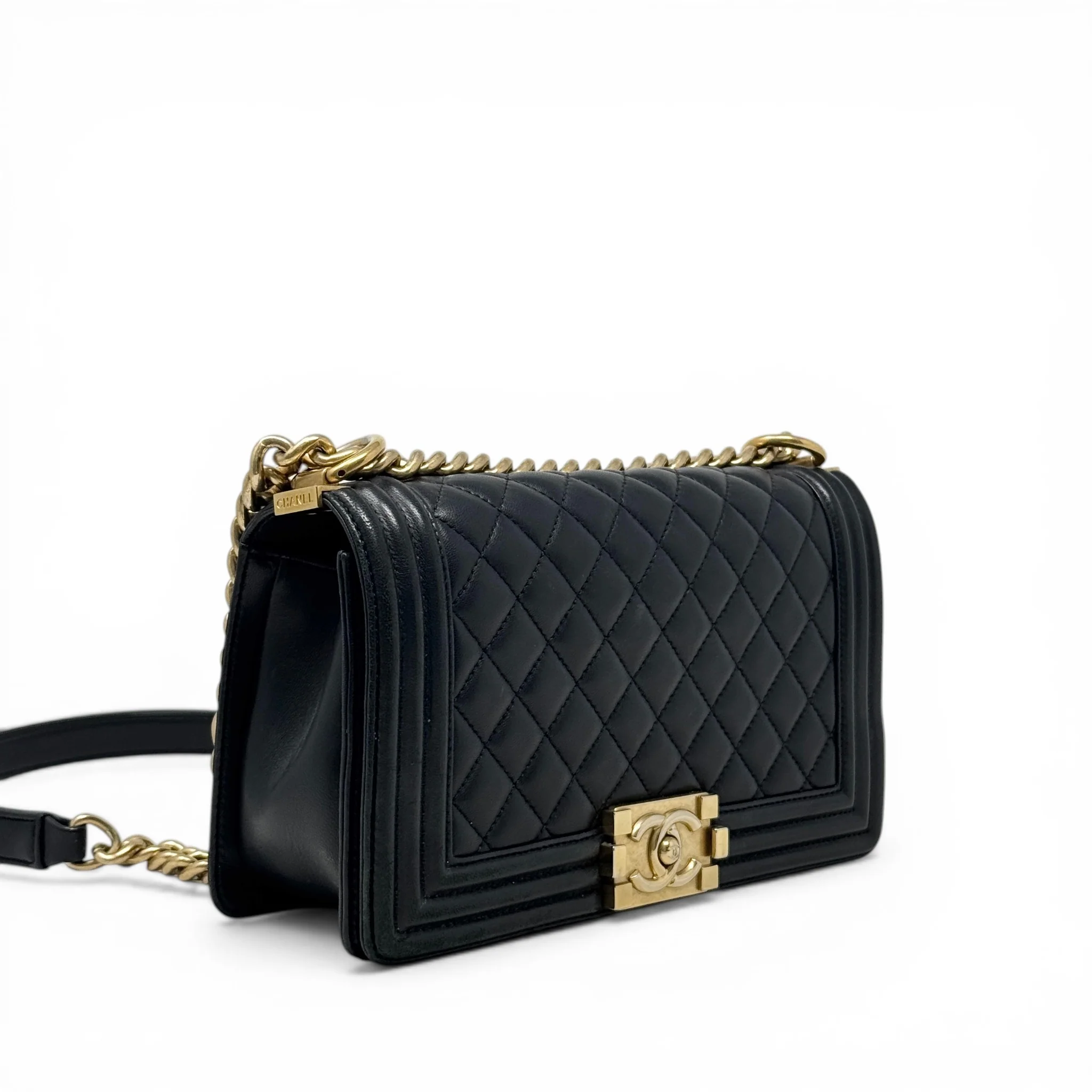 Chanel Black Lambskin Medium Boy Bag - Image 4