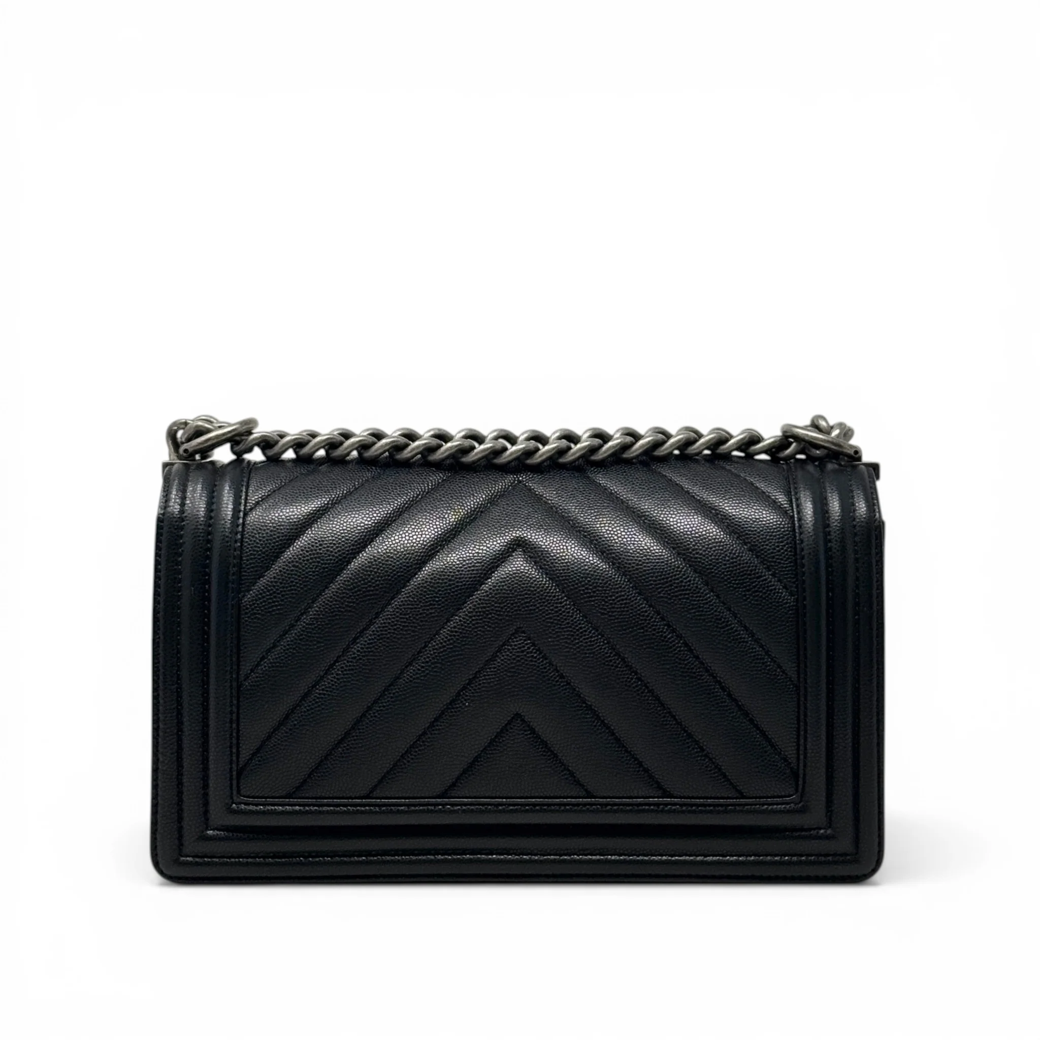 Chanel Black Chevron Medium Boy Bag - Image 3
