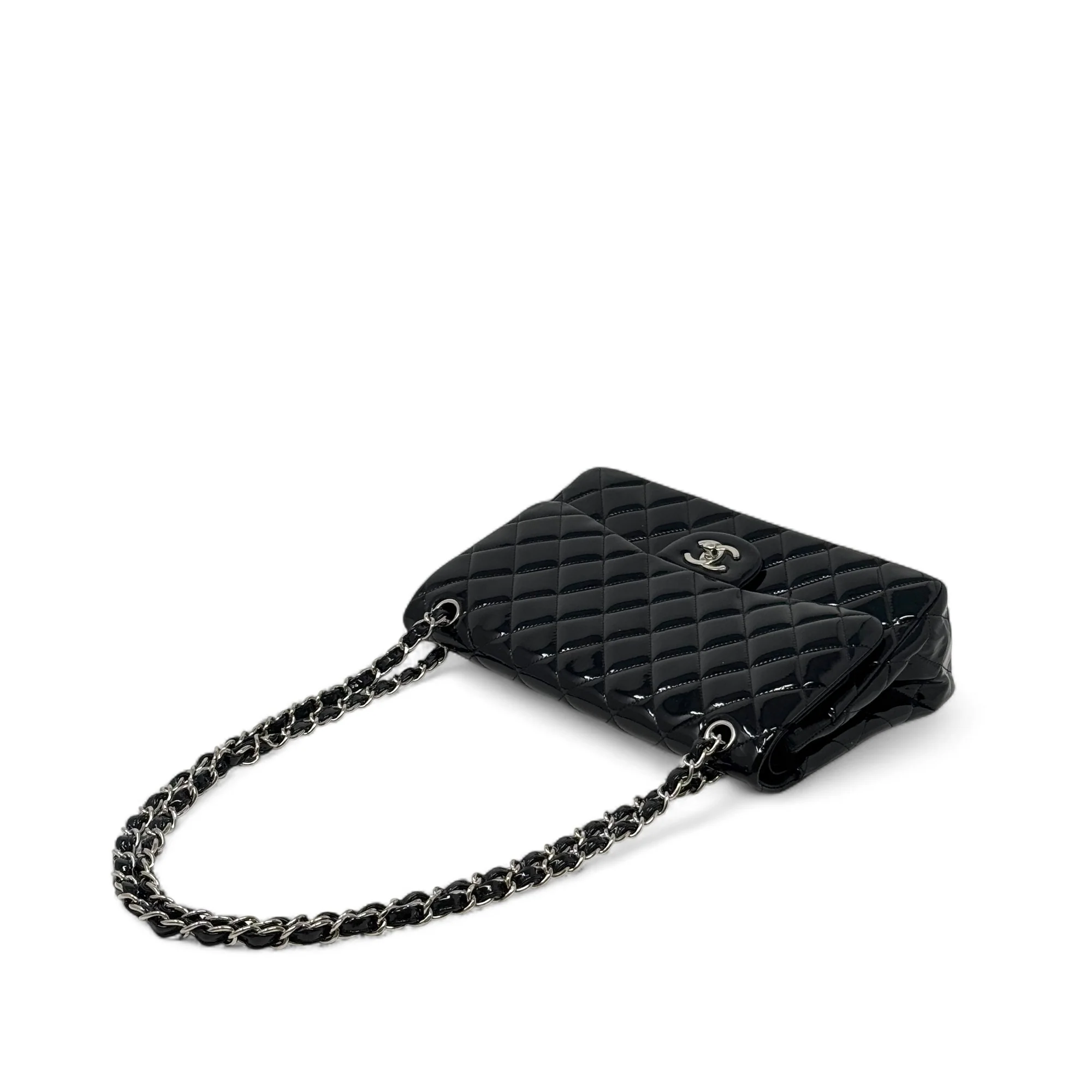 Chanel Black Patent Classic Jumbo Flap - Image 11