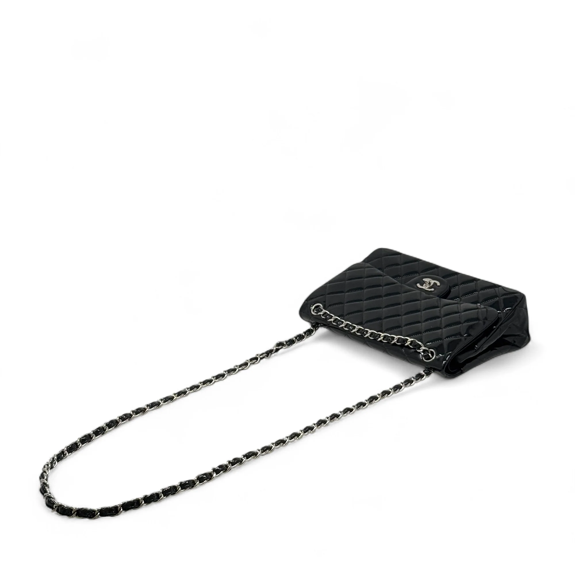 Chanel Black Patent Classic Jumbo Flap - Image 12