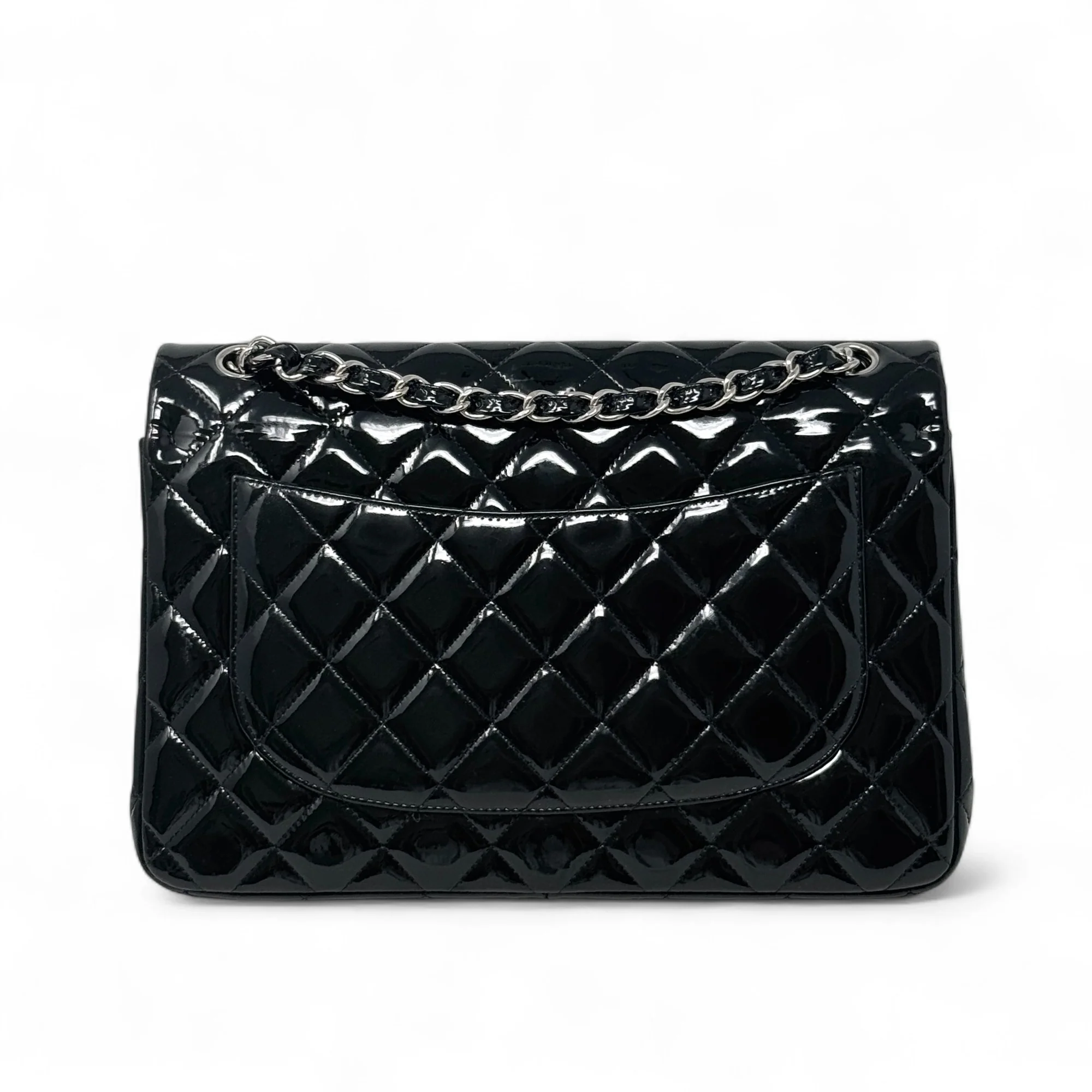 Chanel Black Patent Classic Jumbo Flap - Image 3