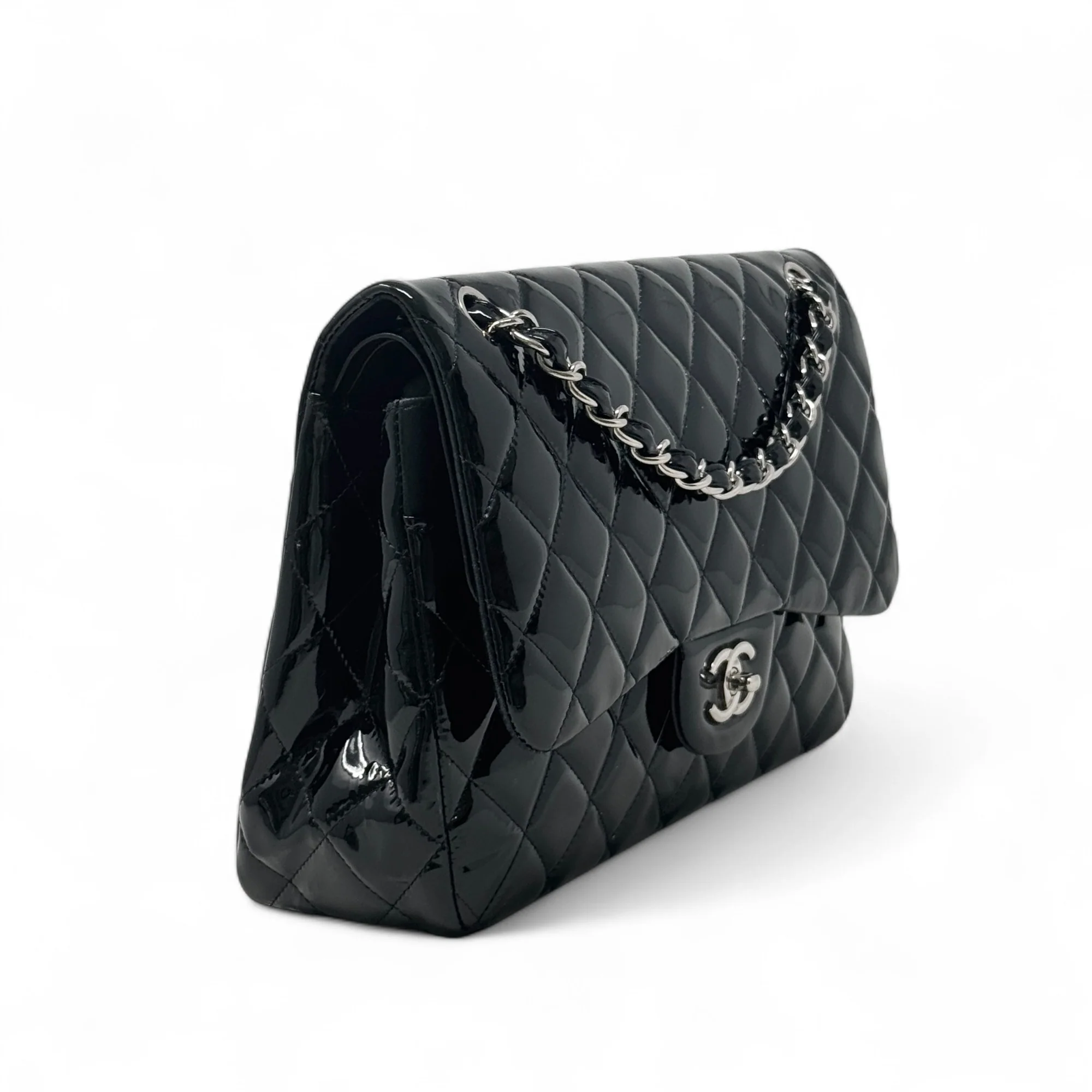 Chanel Black Patent Classic Jumbo Flap - Image 4
