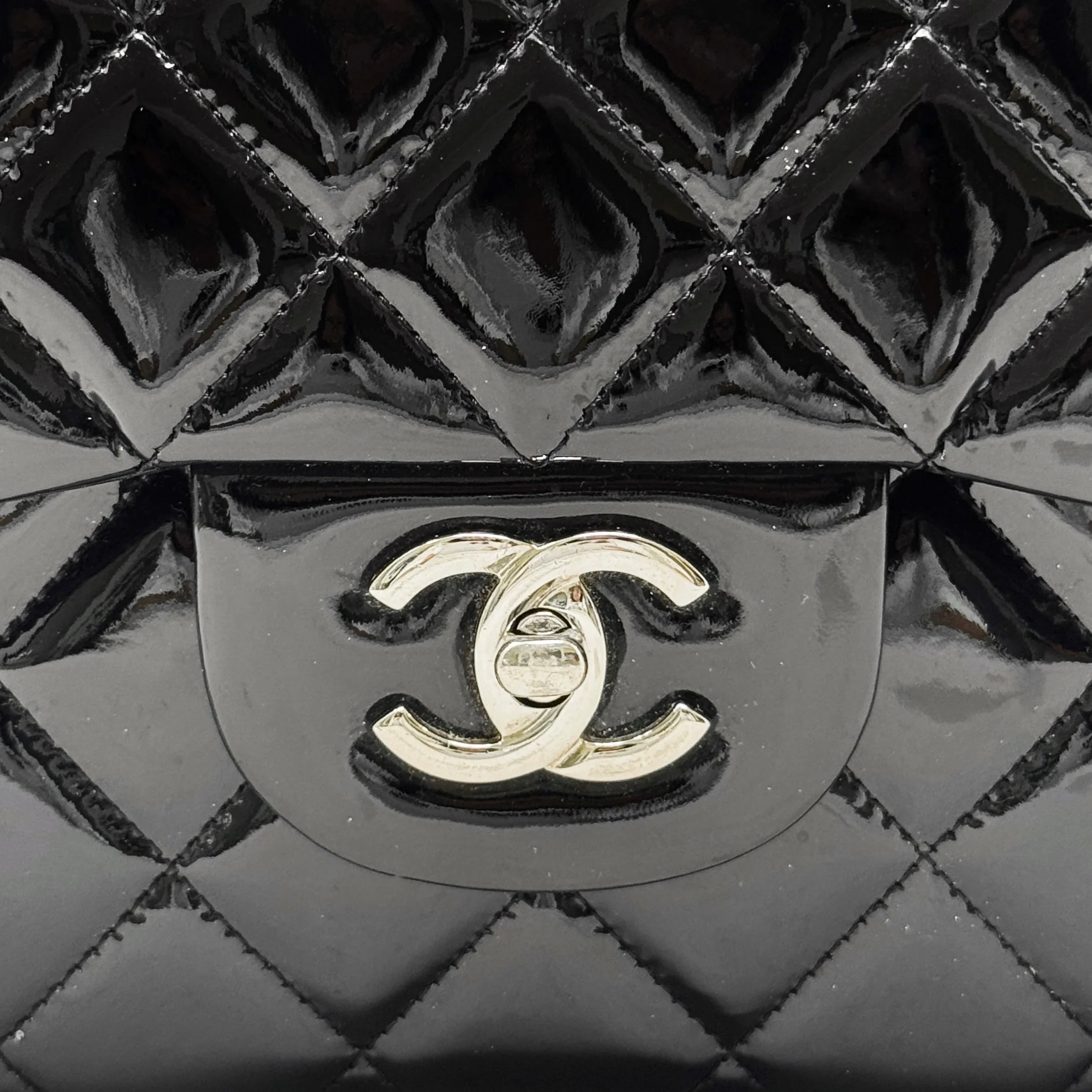 Chanel Black Patent Classic Jumbo Flap - Image 5
