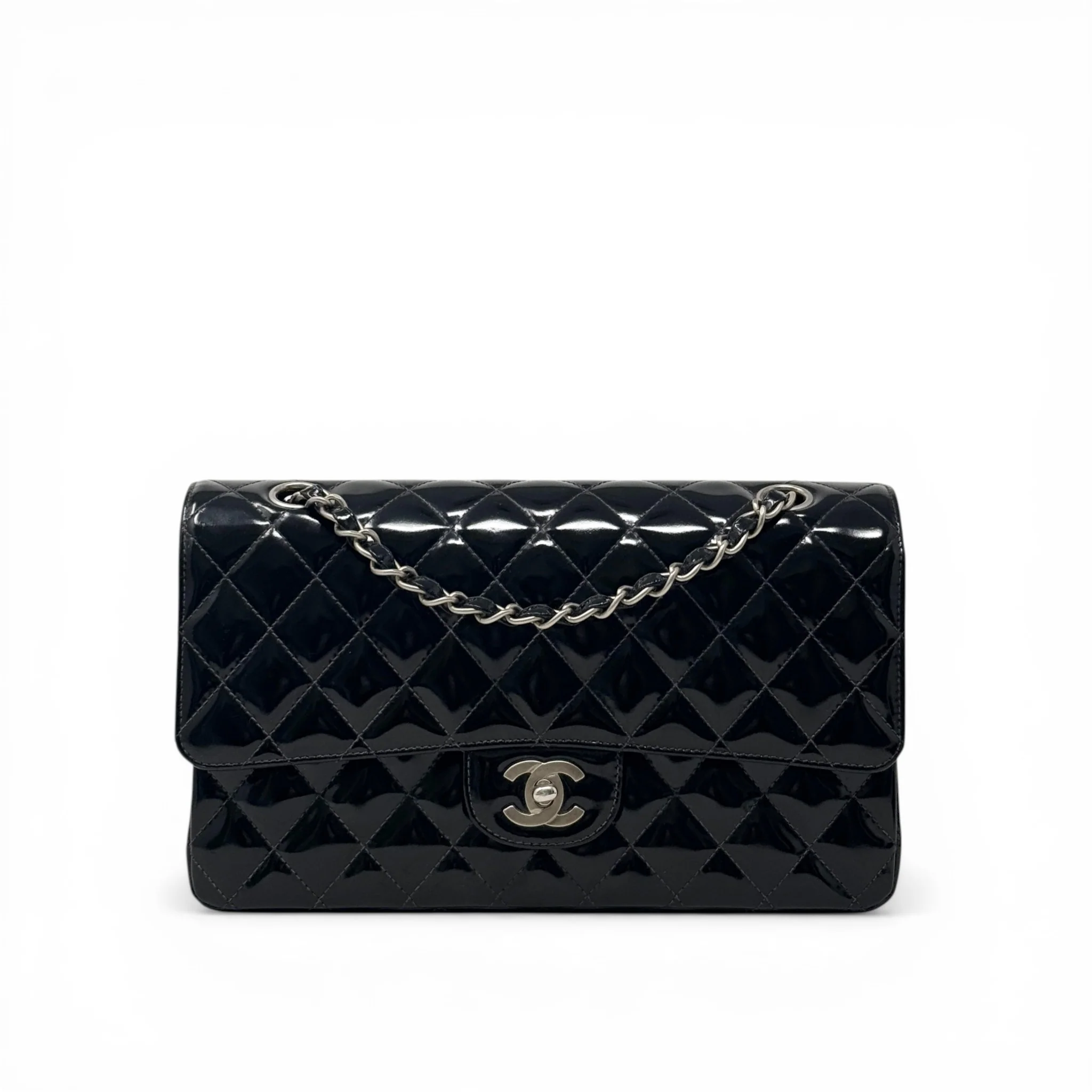 Chanel Black Patent Medium Classic Flap