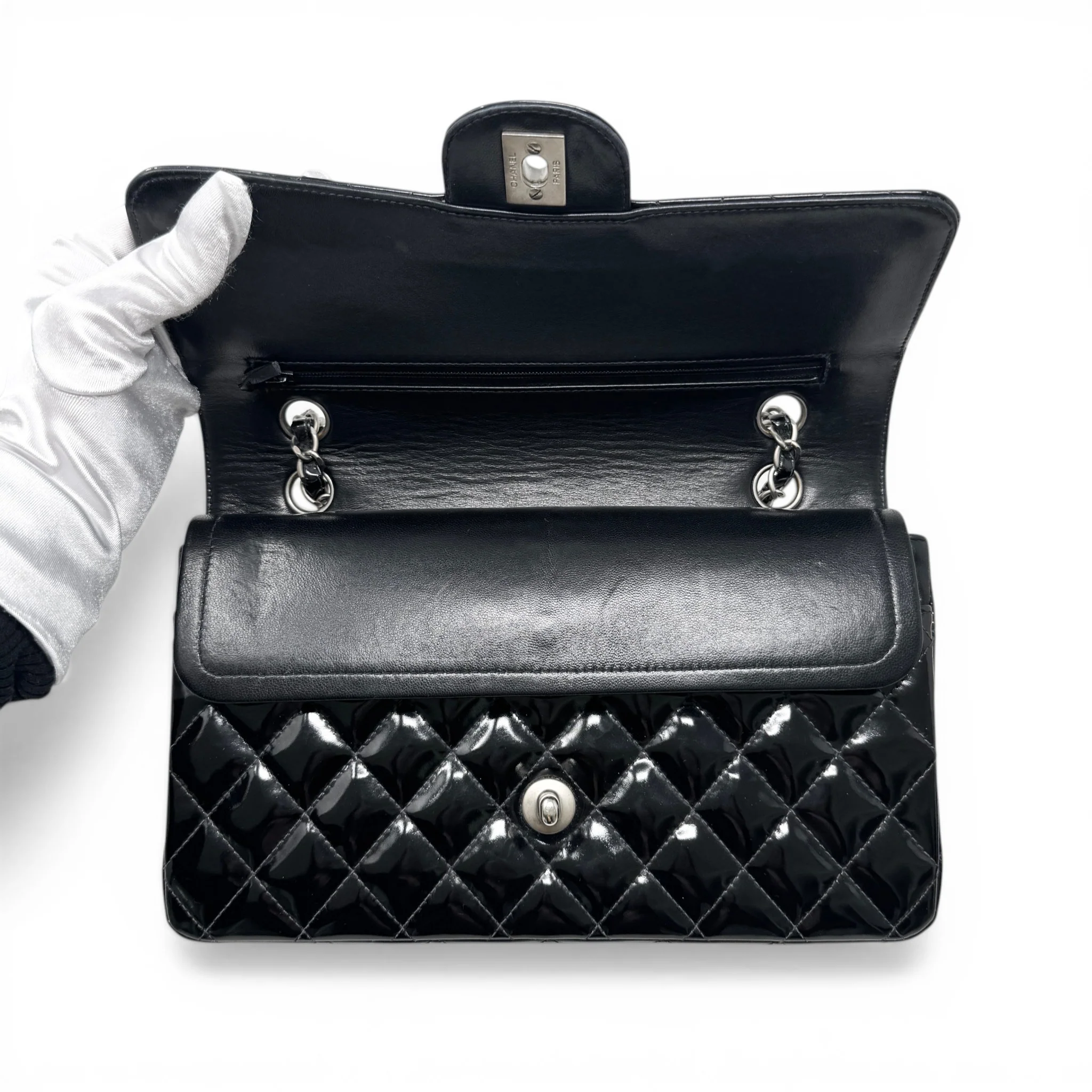 Chanel Black Patent Medium Classic Flap - Image 11