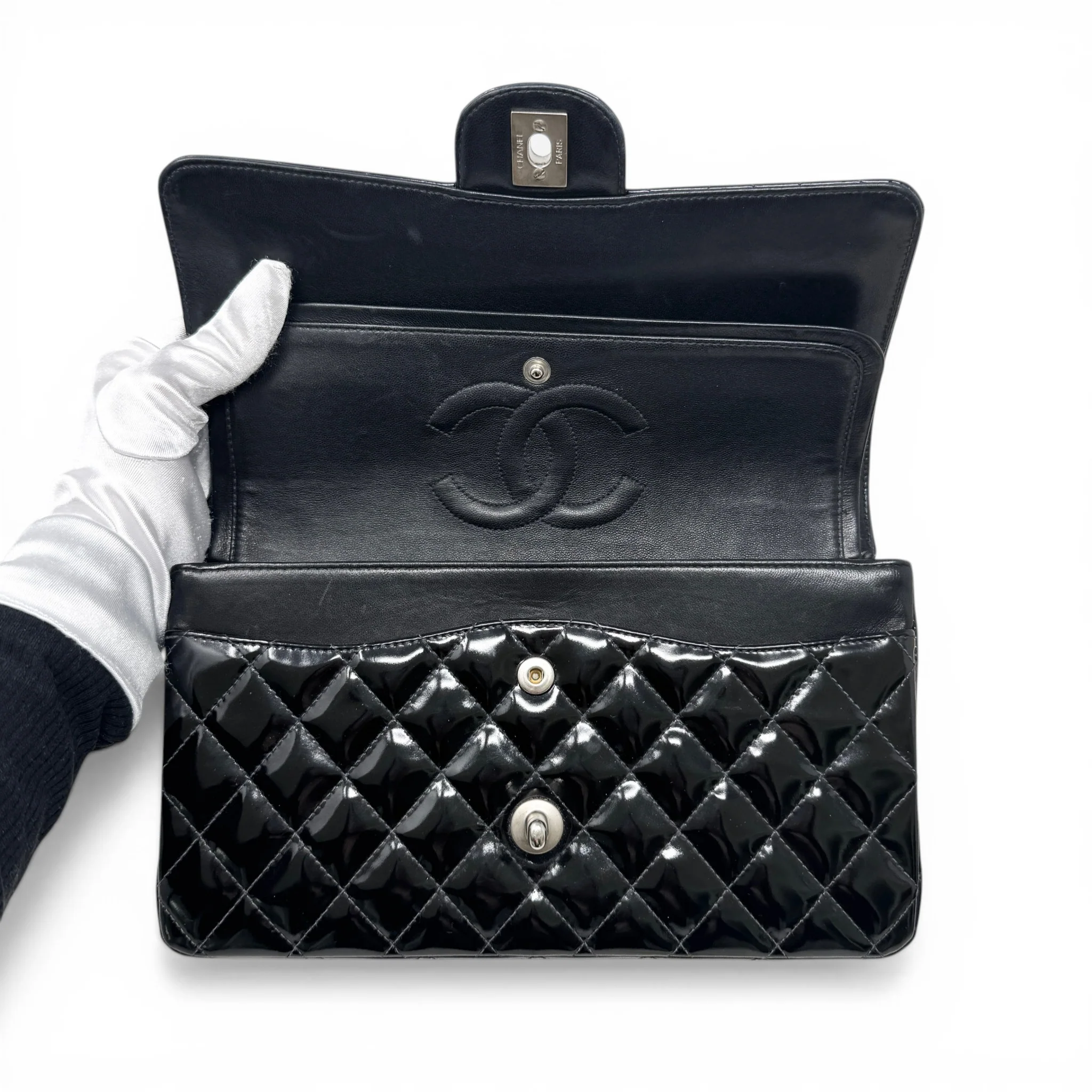 Chanel Black Patent Medium Classic Flap - Image 12