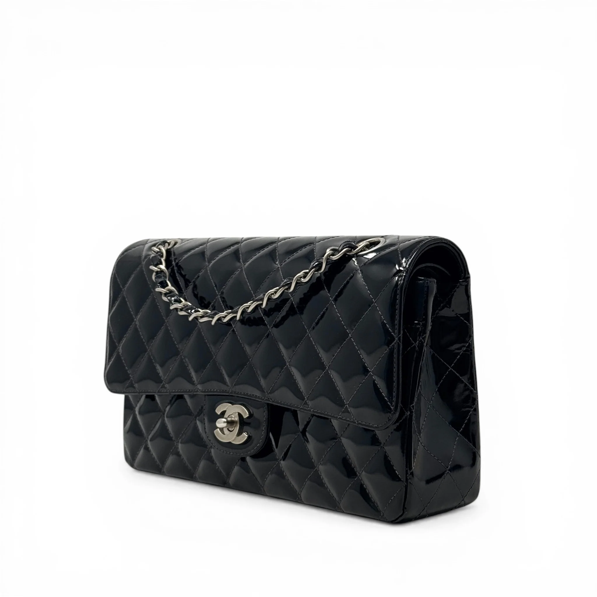 Chanel Black Patent Medium Classic Flap - Image 2