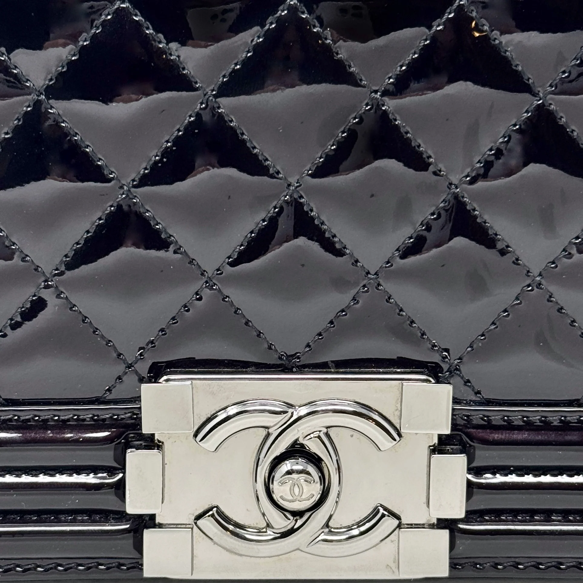 Chanel Black Patent Small Boy Bag - Image 10