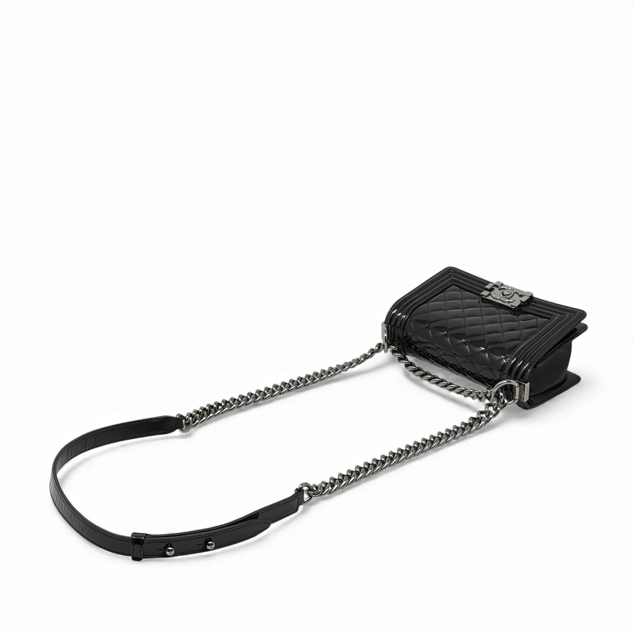 Chanel Black Patent Small Boy Bag - Image 15