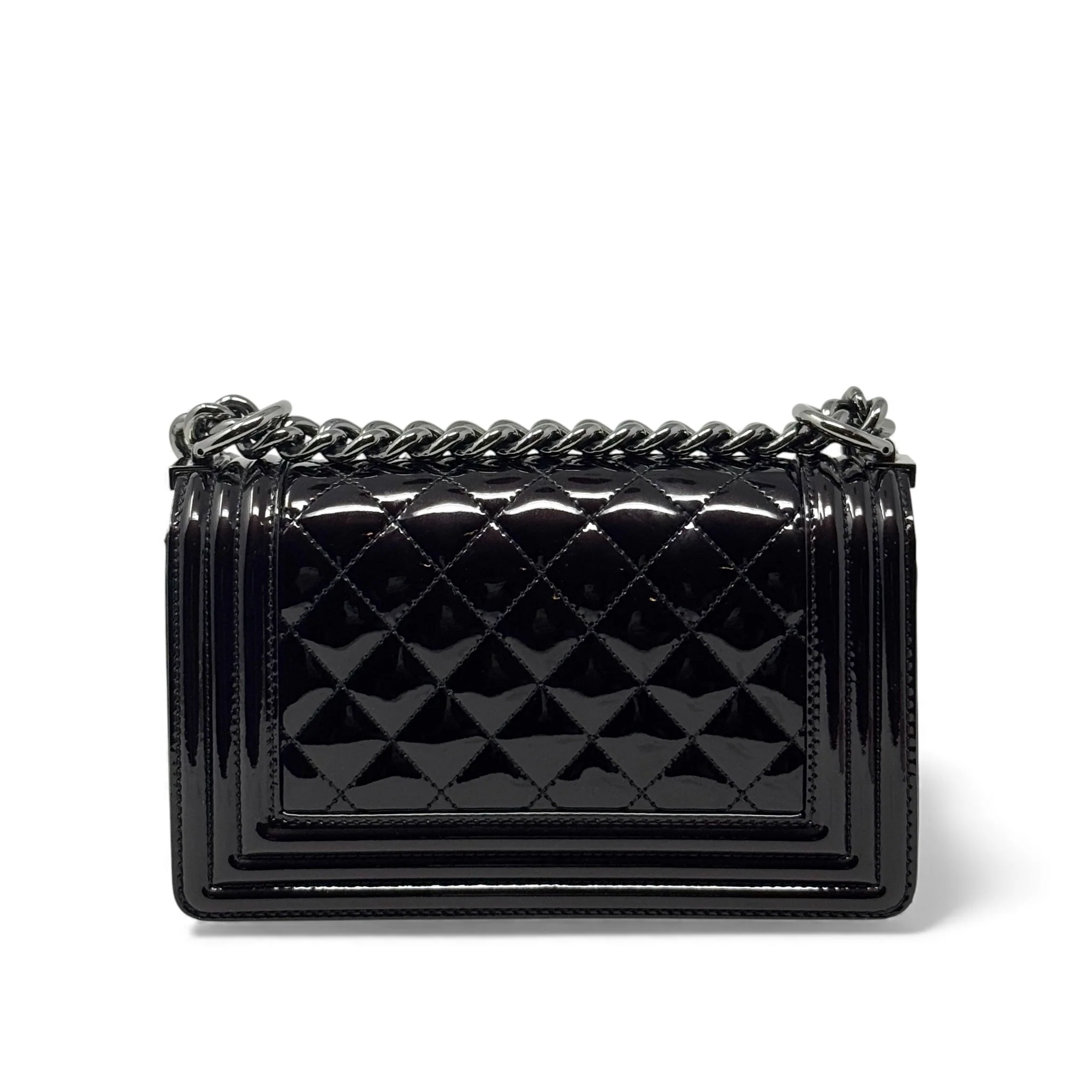 Chanel Black Patent Small Boy Bag - Image 3