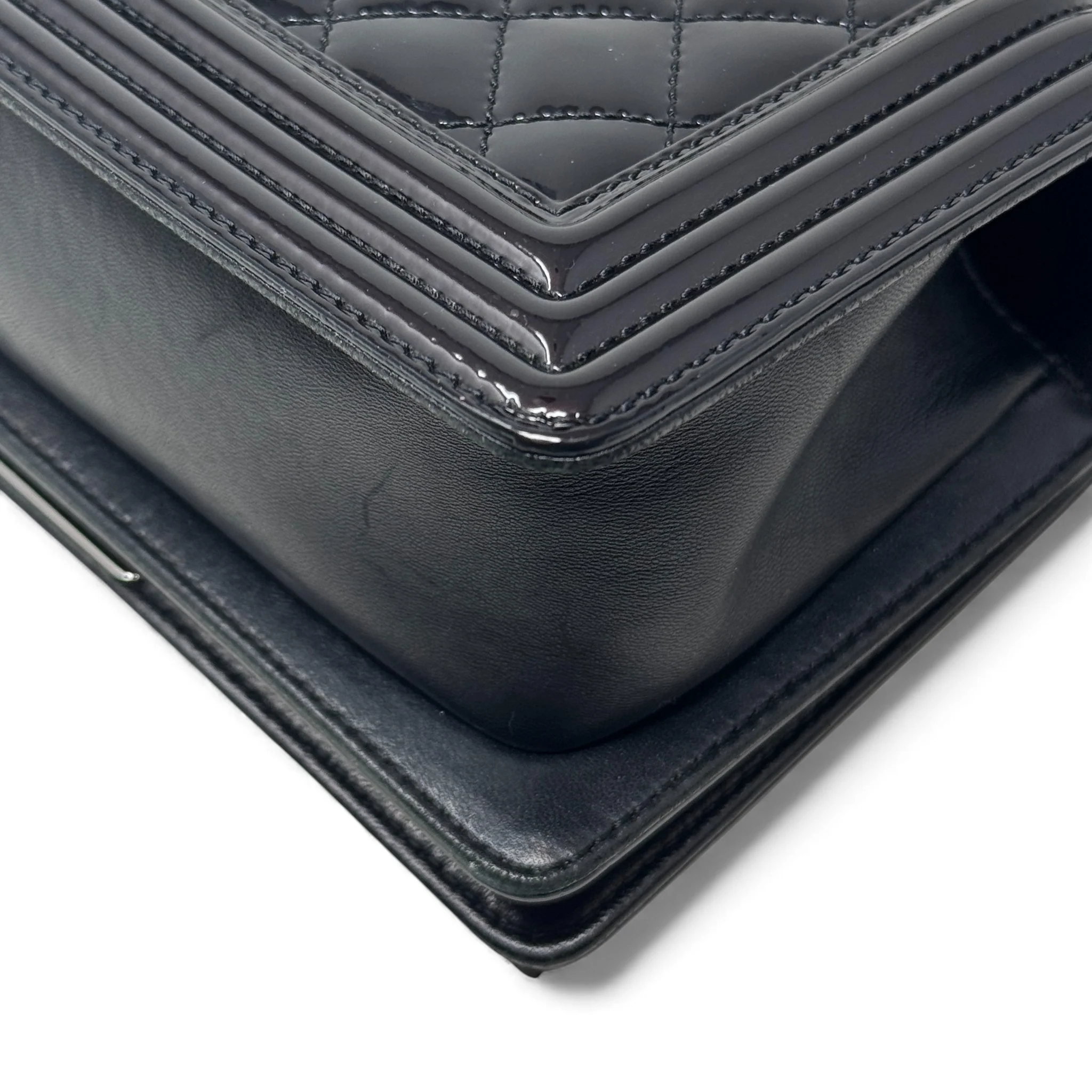 Chanel Black Patent Small Boy Bag - Image 8