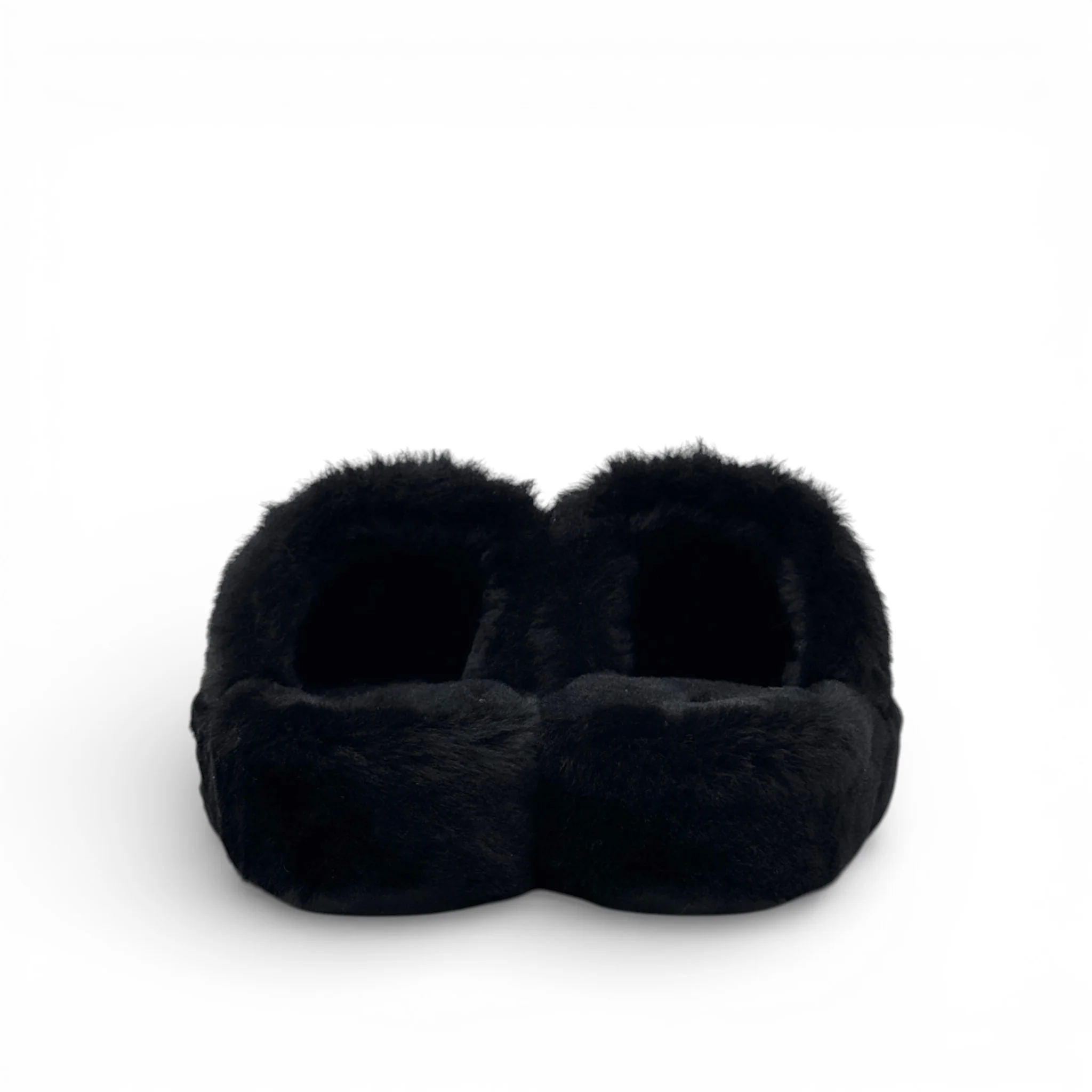 Chanel Black Shearling Flat Mules 37 With Pouch - Image 3