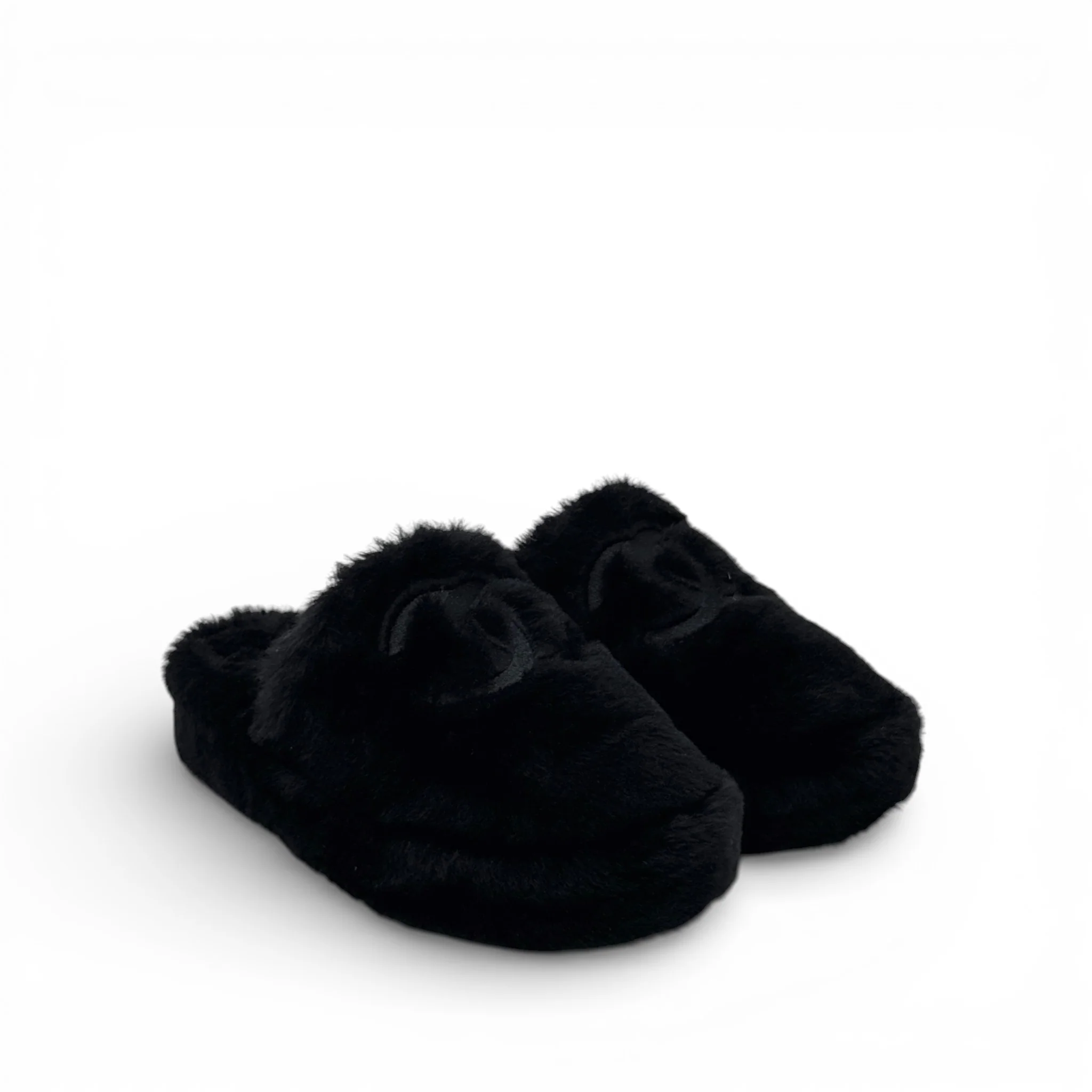 Chanel Black Shearling Flat Mules 37 With Pouch - Image 4