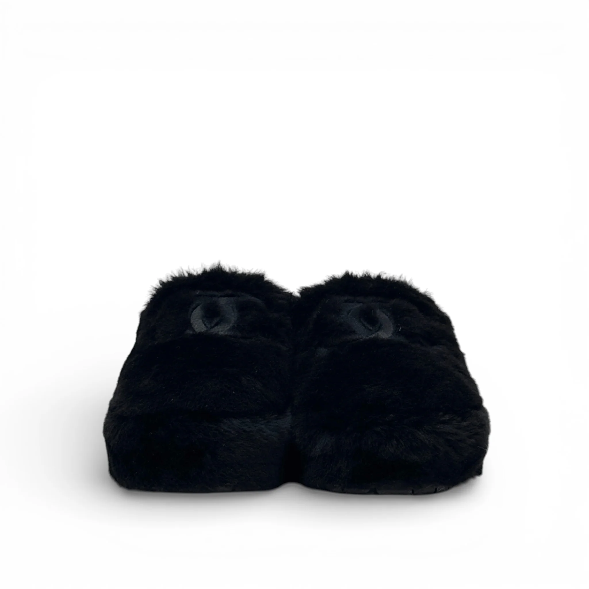 Chanel Black Shearling Flat Mules 37 With Pouch - Image 5
