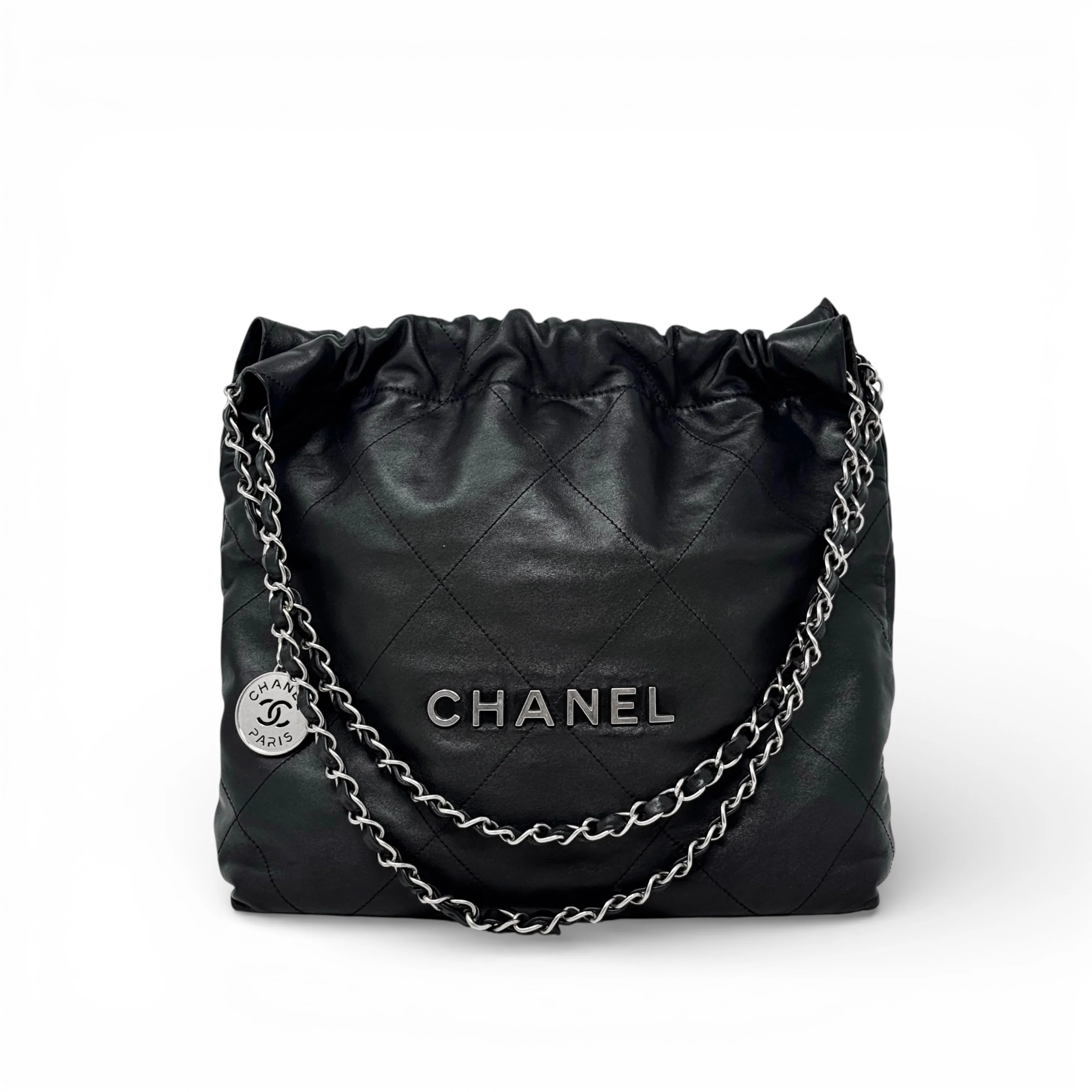 Chanel Black Small 22 Hobo With Pouch