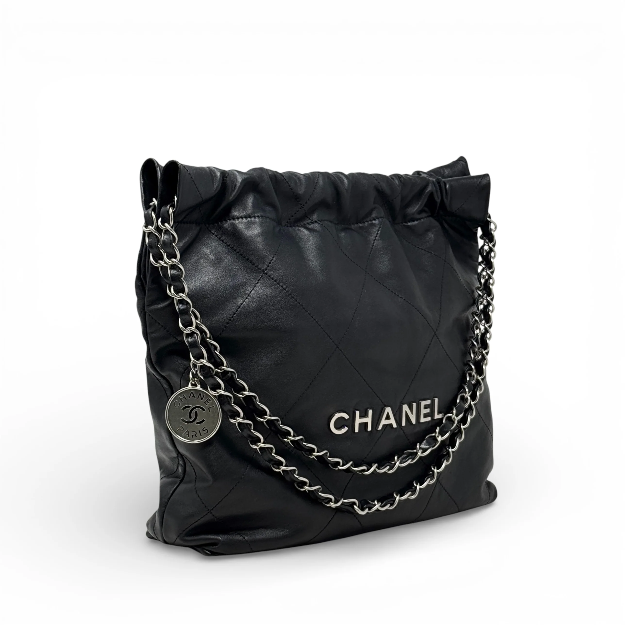 Chanel Black Small 22 Hobo With Pouch - Image 4