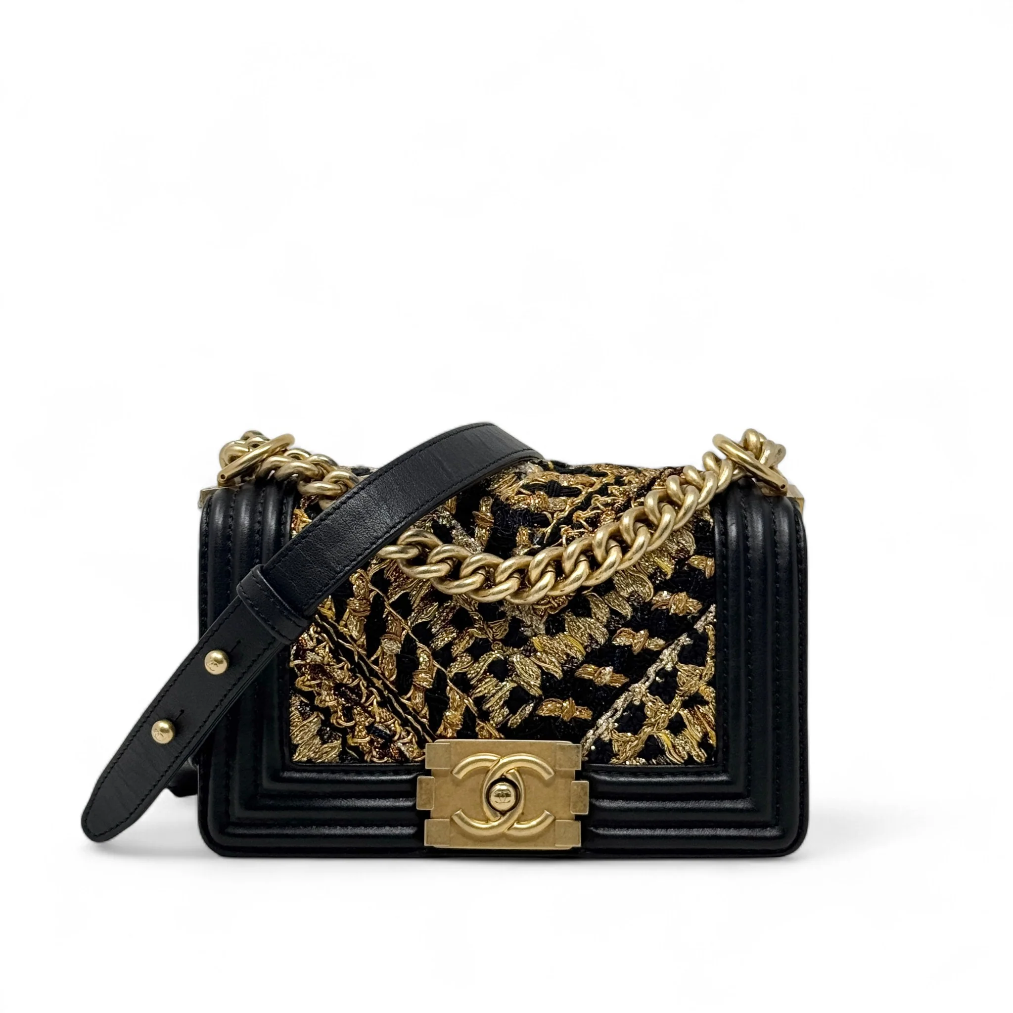 Chanel Black Tweed Small Boy Bag