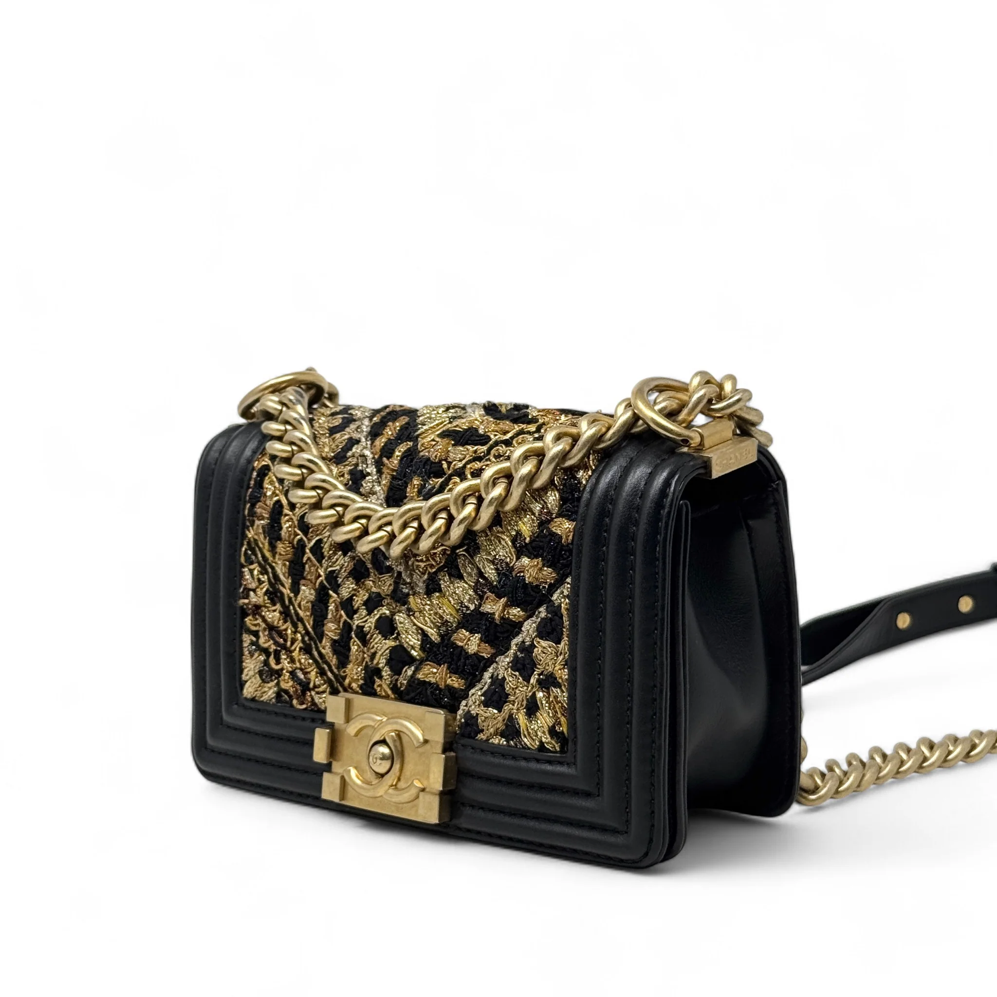 Chanel Black Tweed Small Boy Bag - Image 2