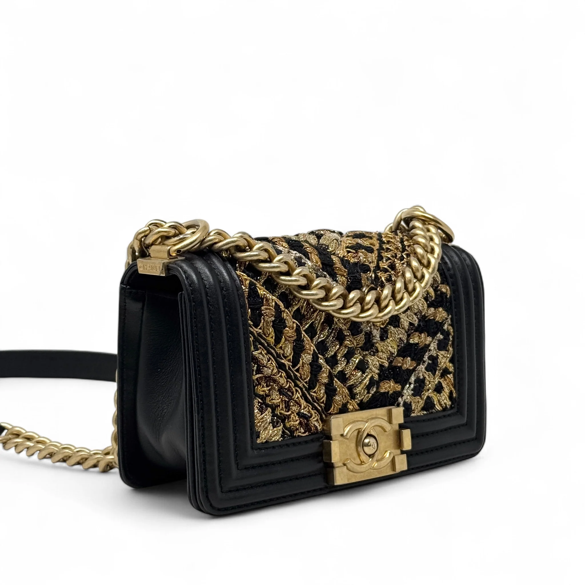 Chanel Black Tweed Small Boy Bag - Image 4