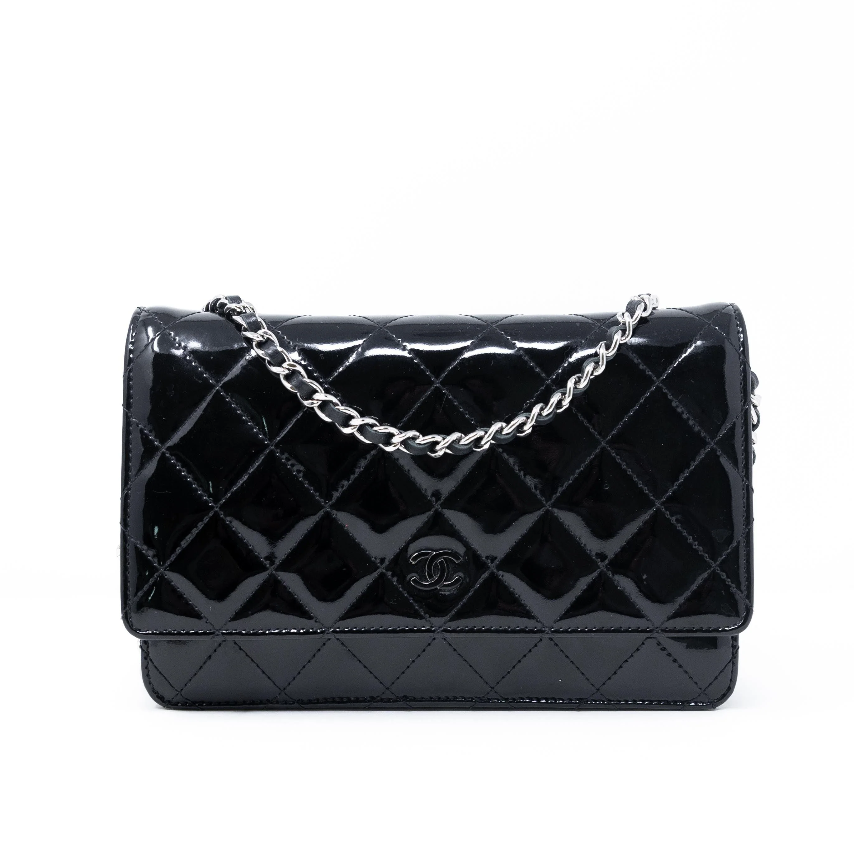 Chanel Black Patent Wallet On Chain