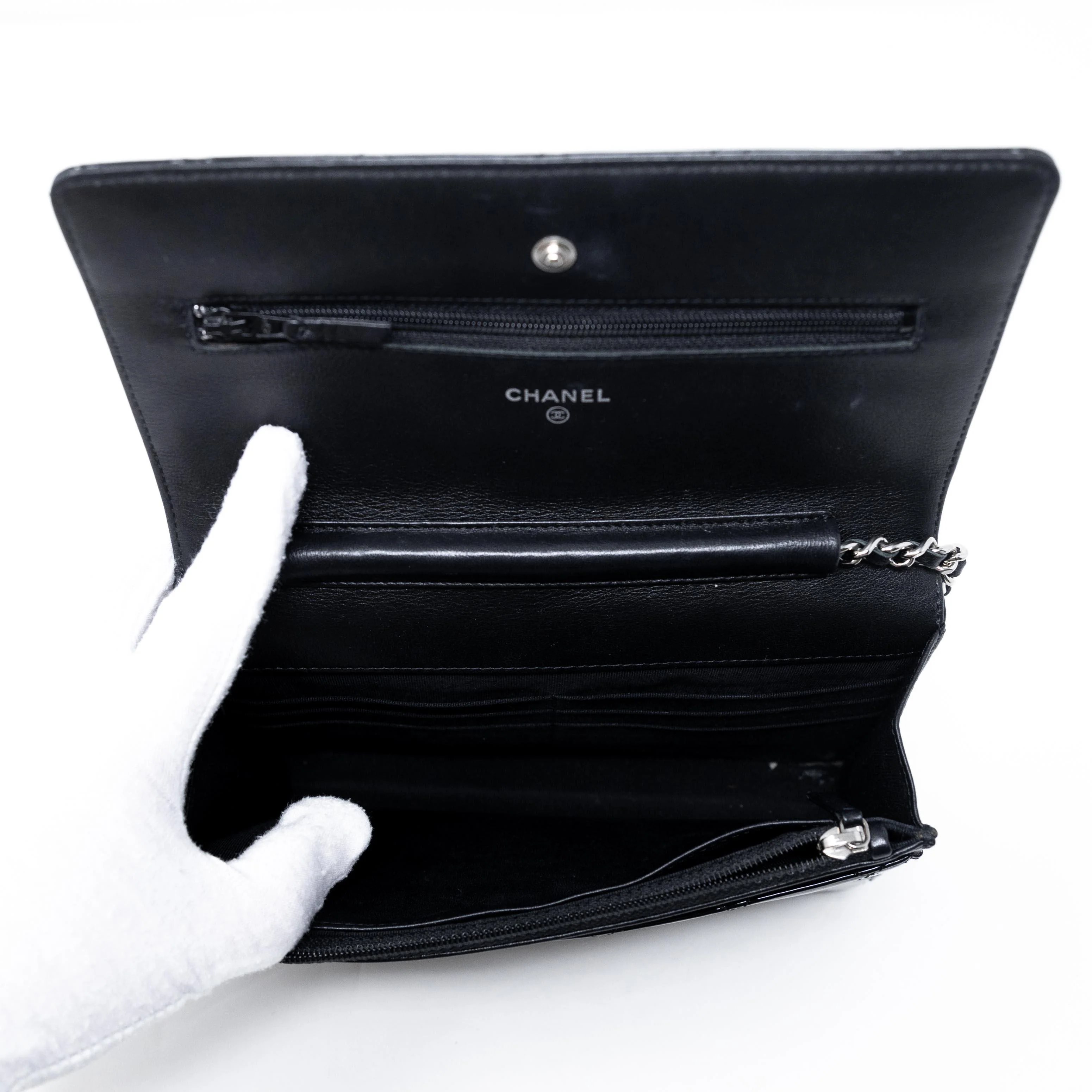 Chanel Black Patent Wallet On Chain - Image 10