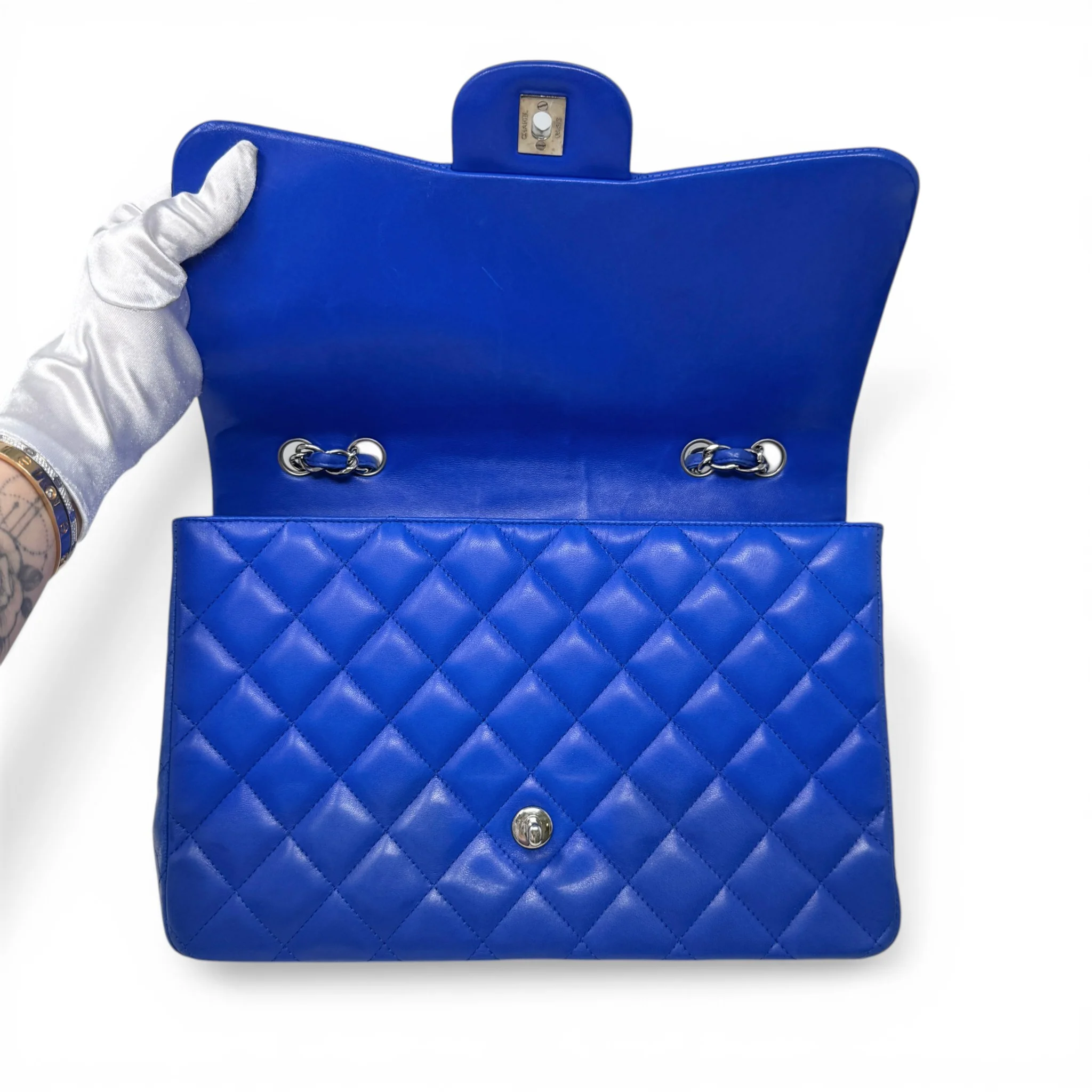 Chanel Blue Jumbo Single Flap - Image 11