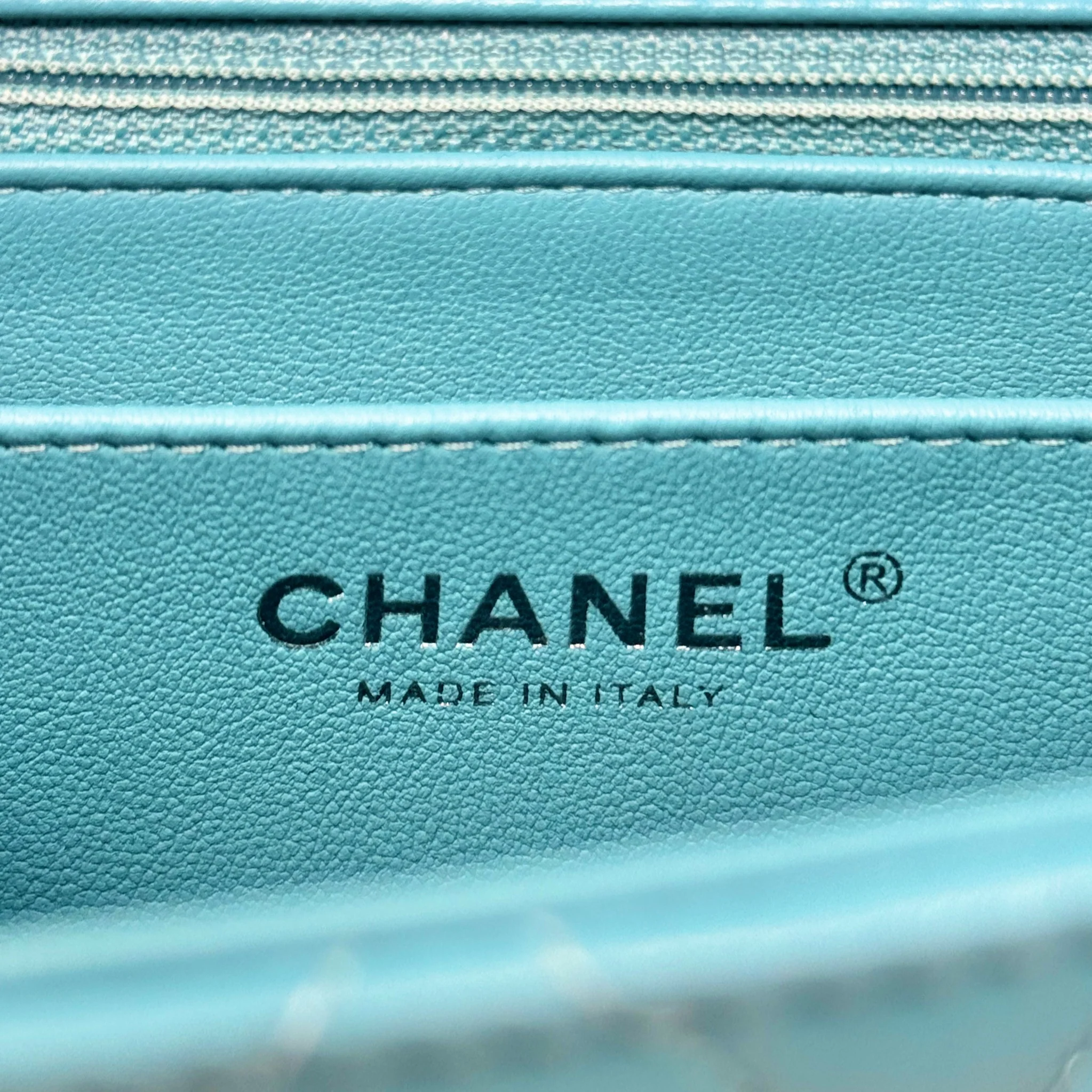 Chanel Blue Lambskin Mini Square Flap - Image 13