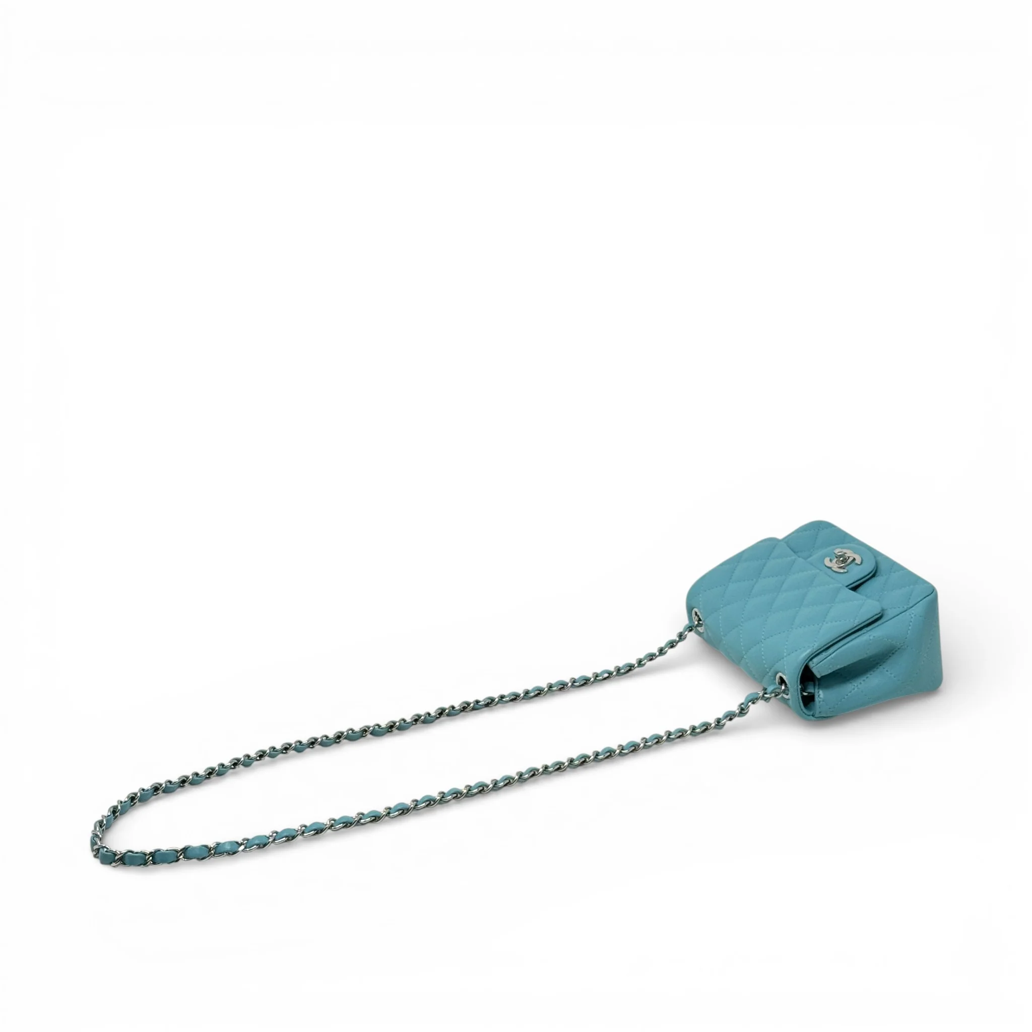 Chanel Blue Lambskin Mini Square Flap - Image 15