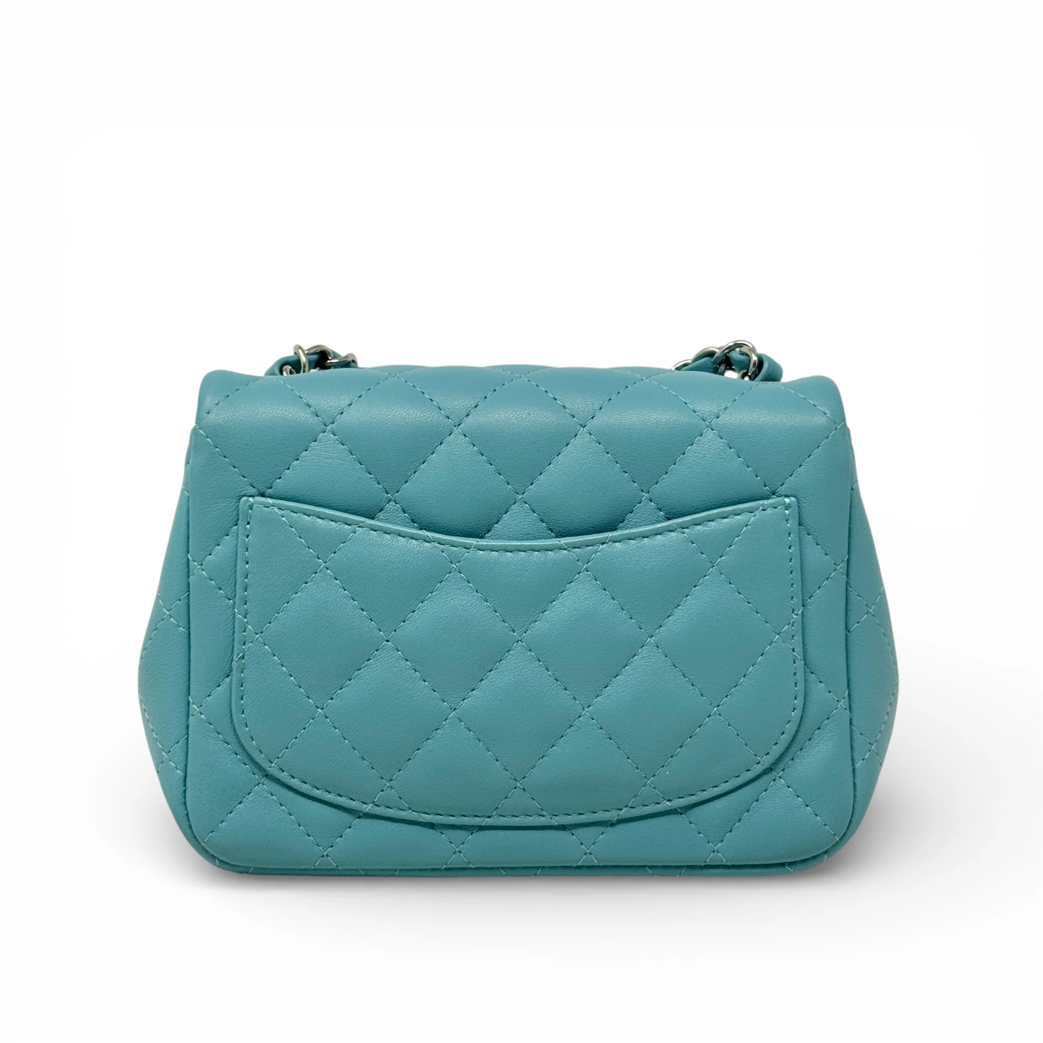 Chanel Blue Lambskin Mini Square Flap - Image 3