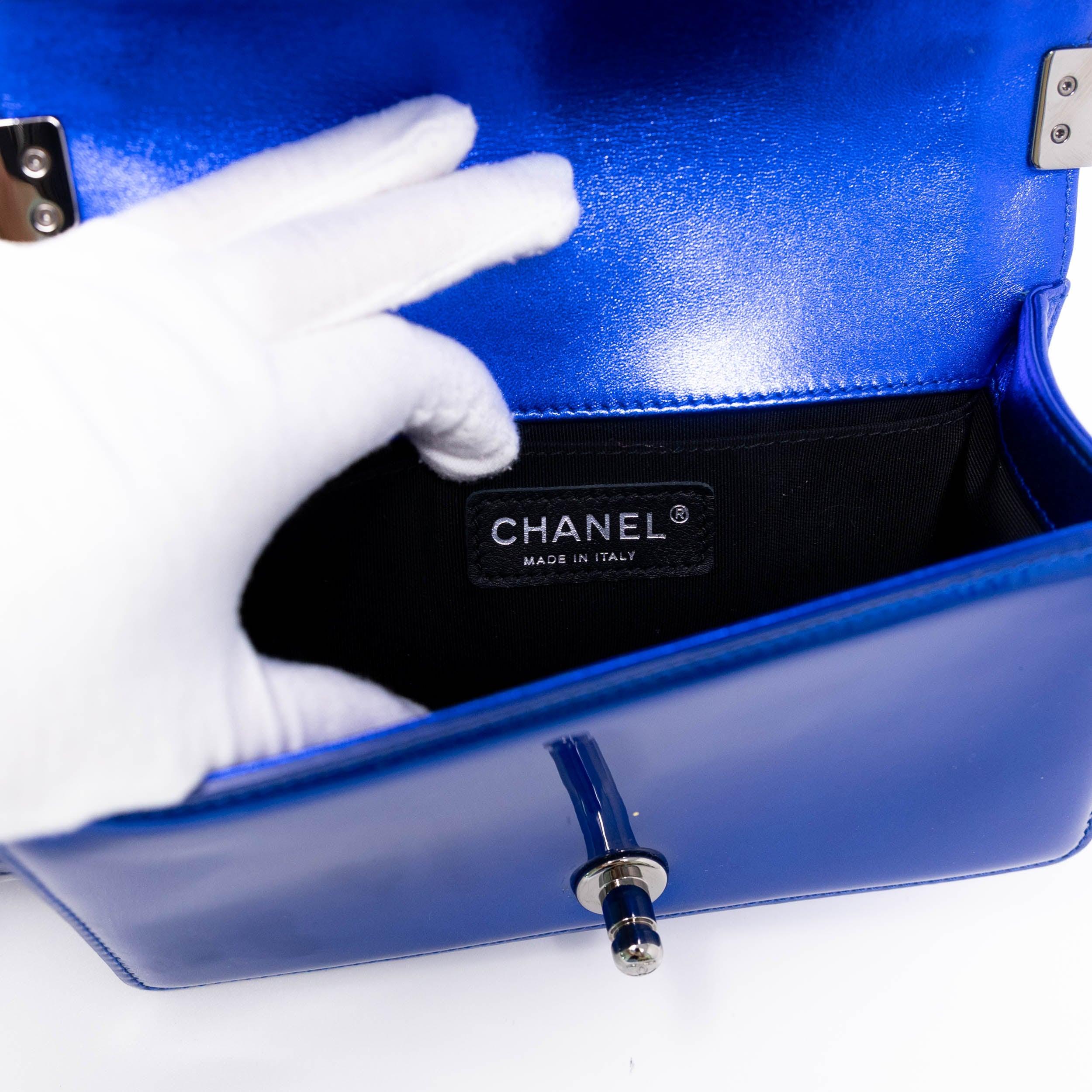 Chanel Blue Patent Small Boy Bag - Image 11