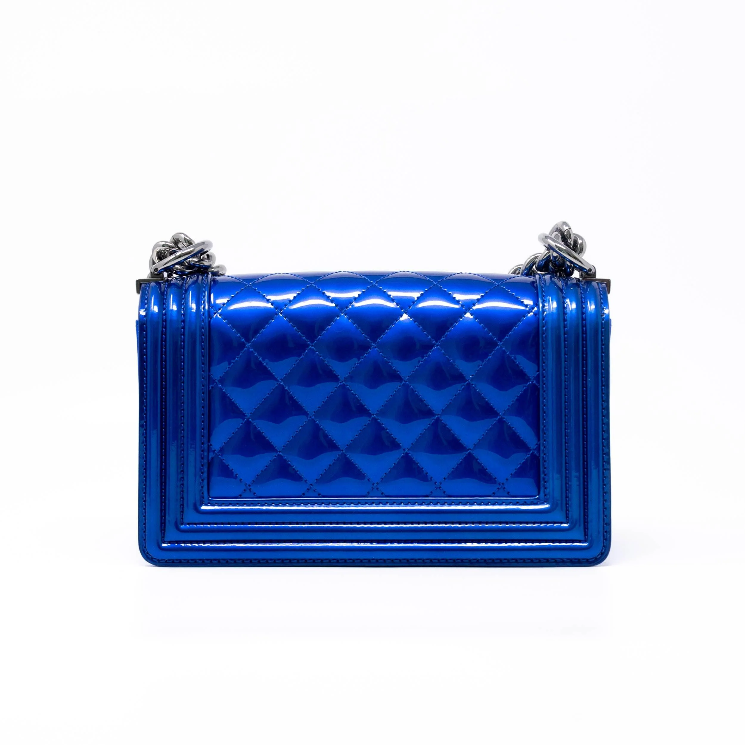 Chanel Blue Patent Small Boy Bag - Image 3