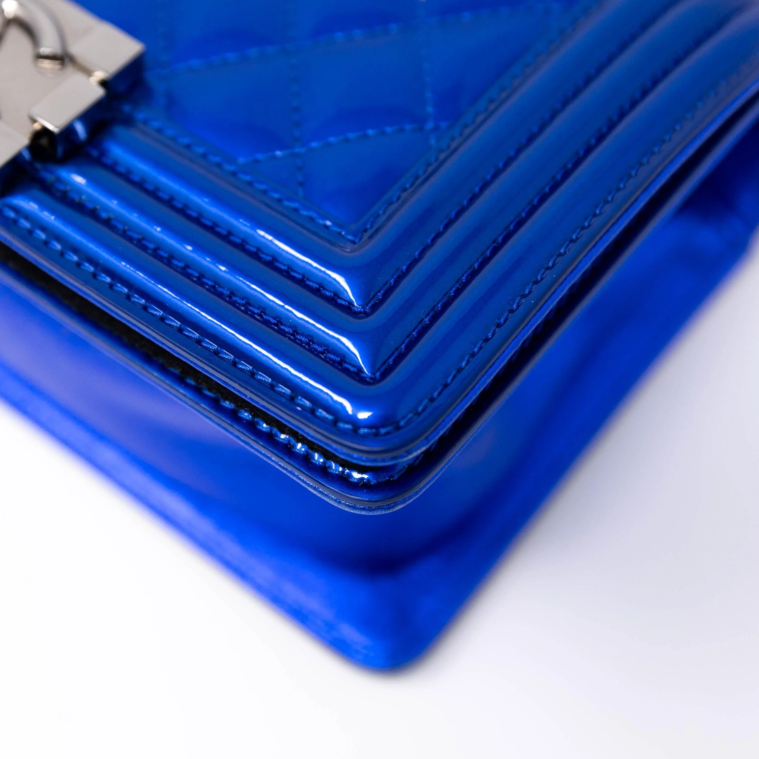 Chanel Blue Patent Small Boy Bag - Image 7