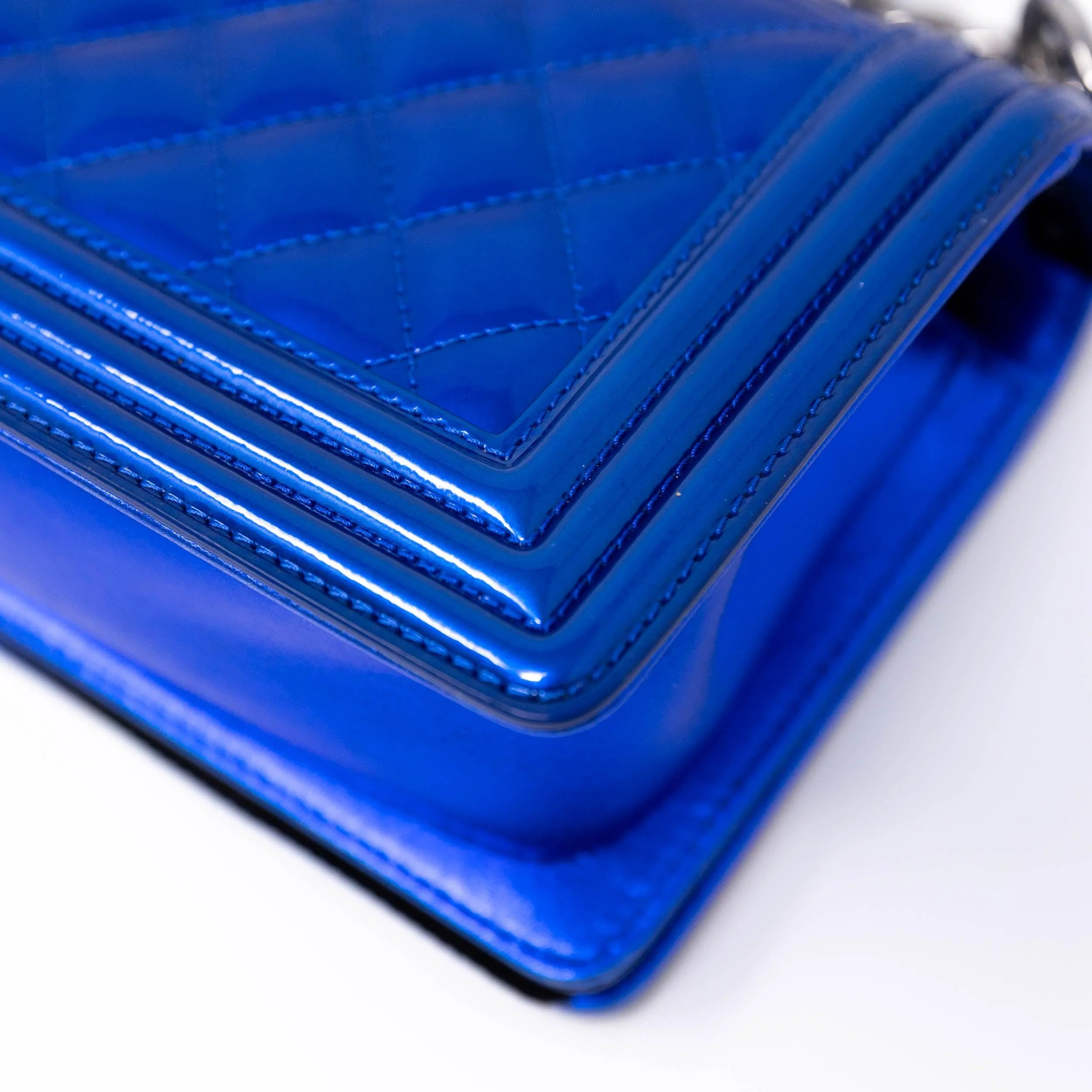 Chanel Blue Patent Small Boy Bag - Image 9