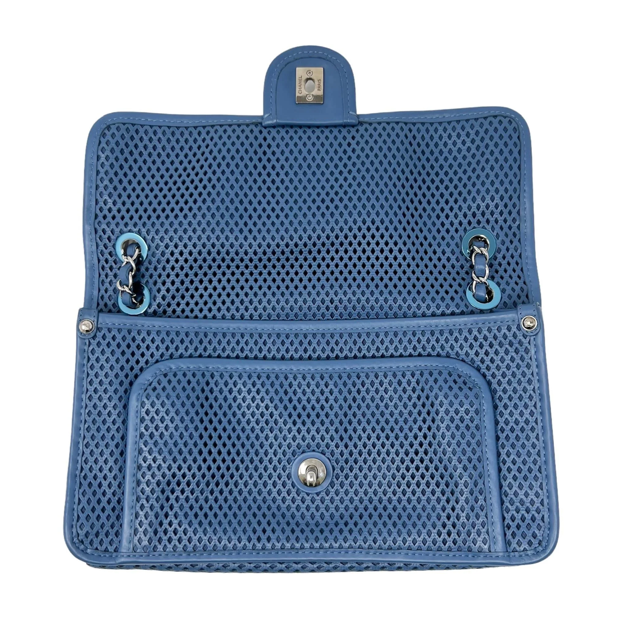 Chanel Blue Perforated French Riviera Flap Bag - Image 11
