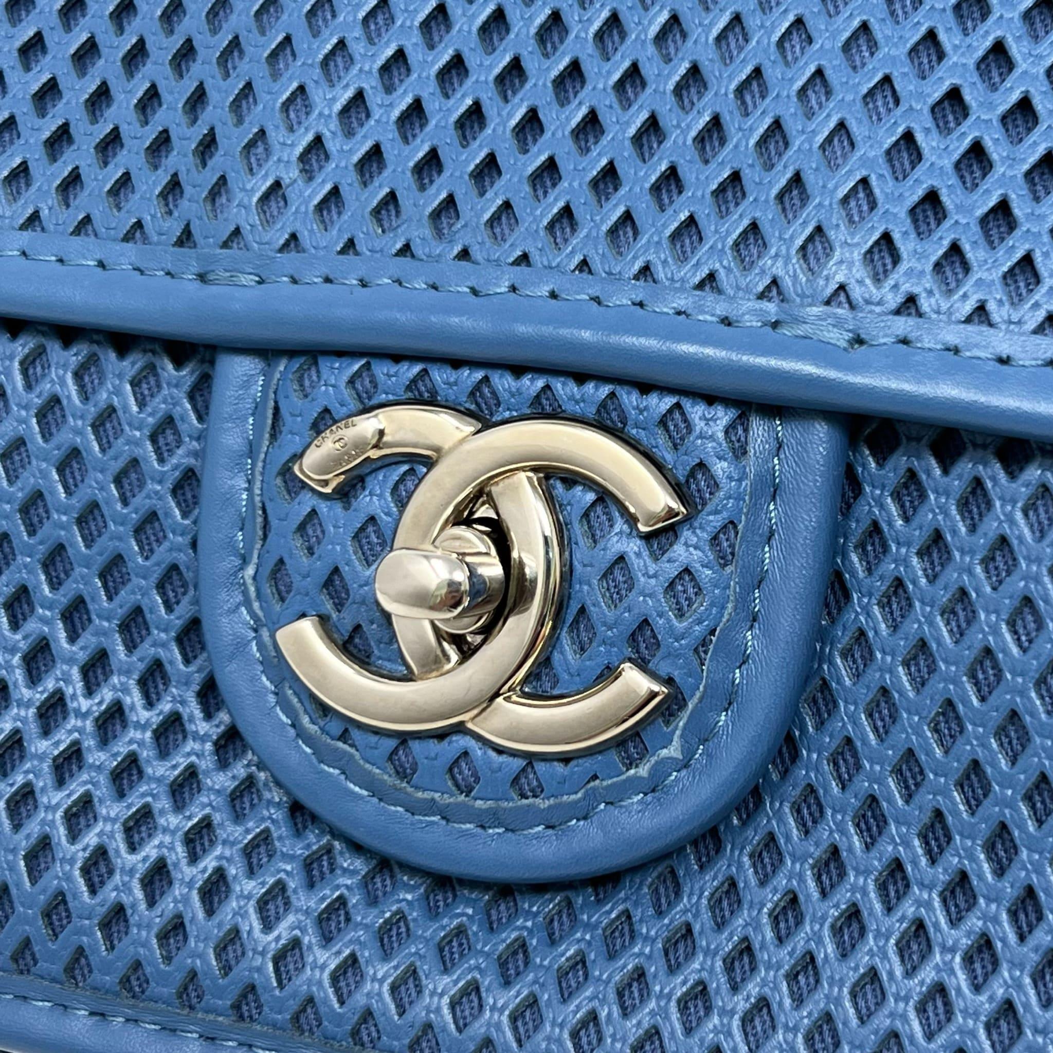 Chanel Blue Perforated French Riviera Flap Bag - Image 13