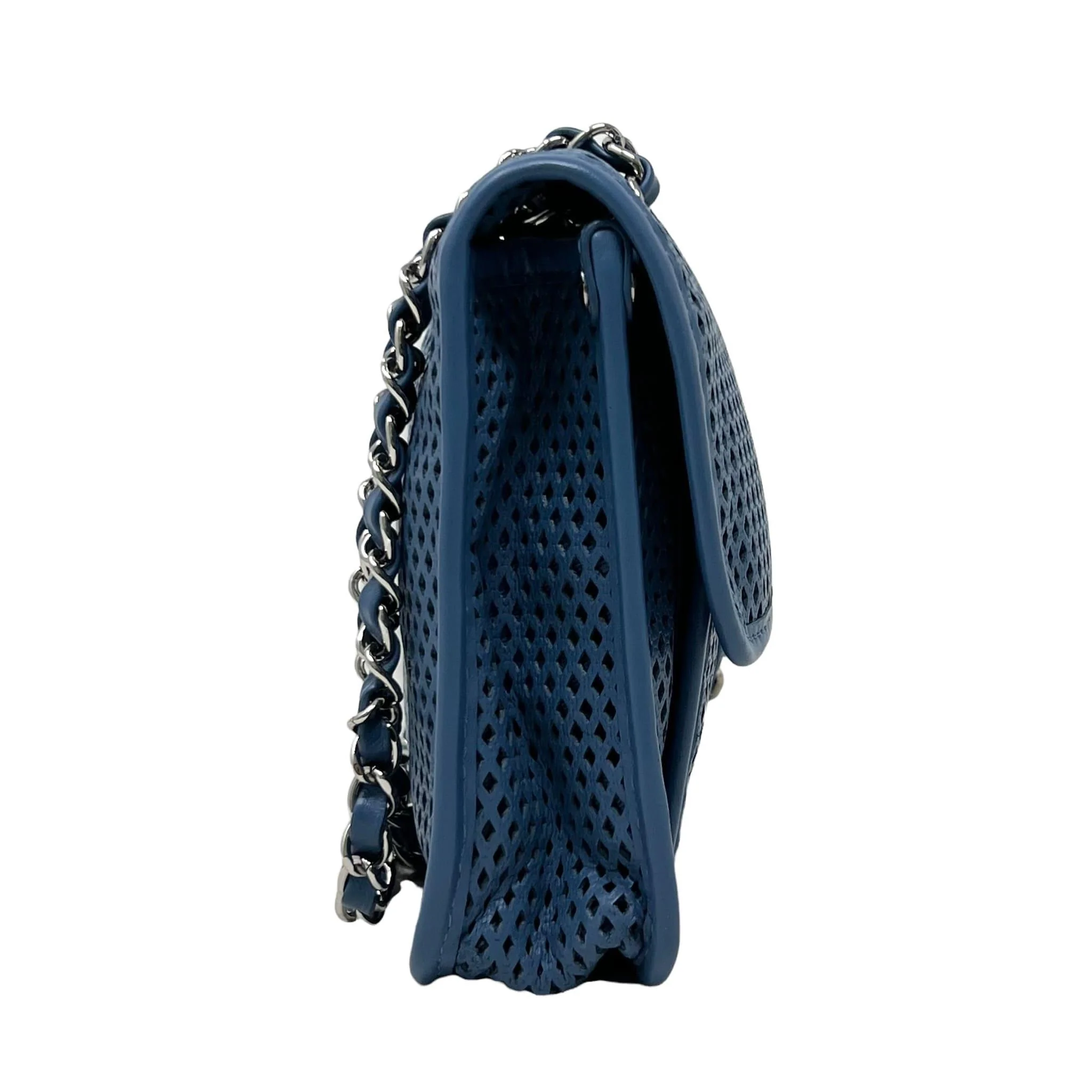 Chanel Blue Perforated French Riviera Flap Bag - Image 3