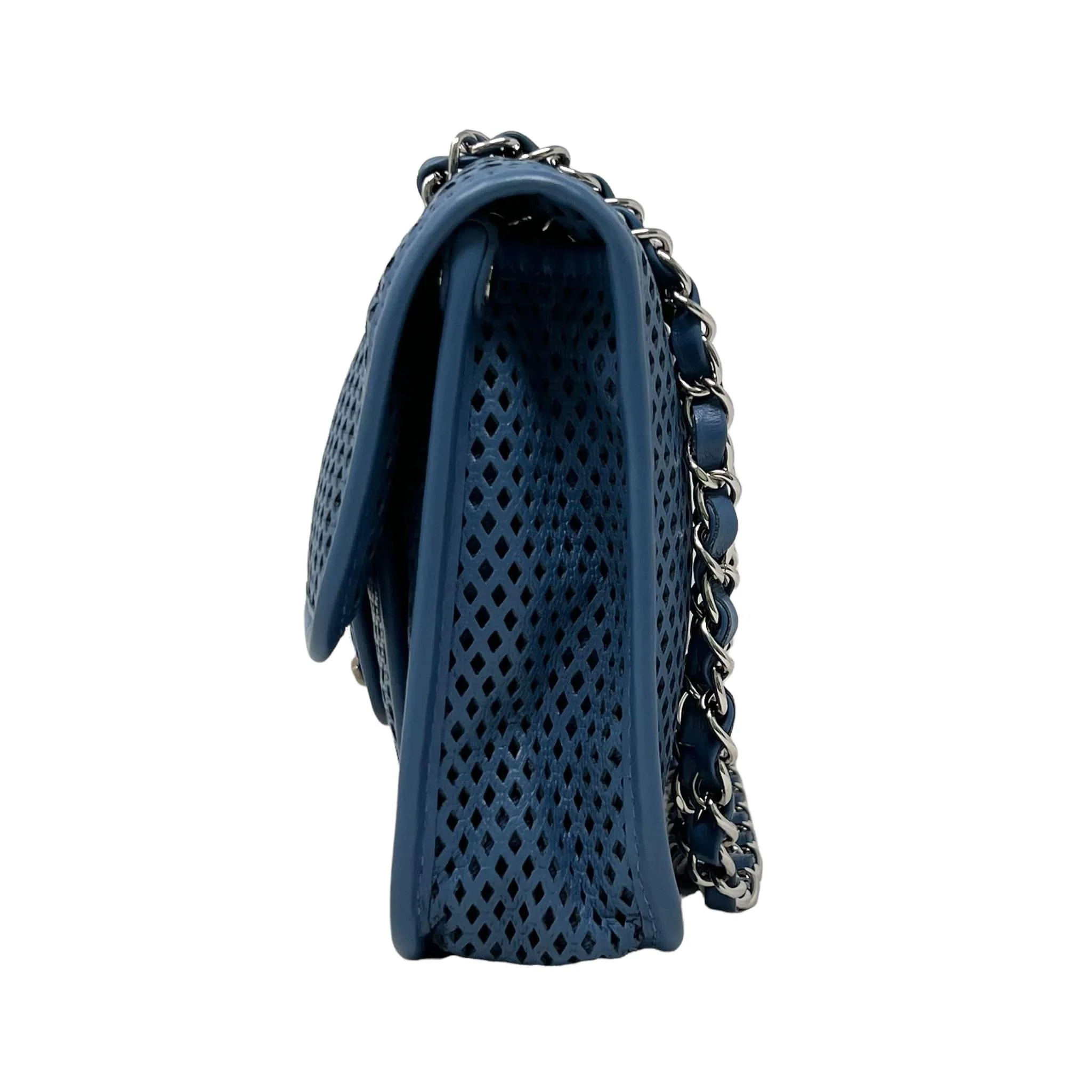 Chanel Blue Perforated French Riviera Flap Bag - Image 4