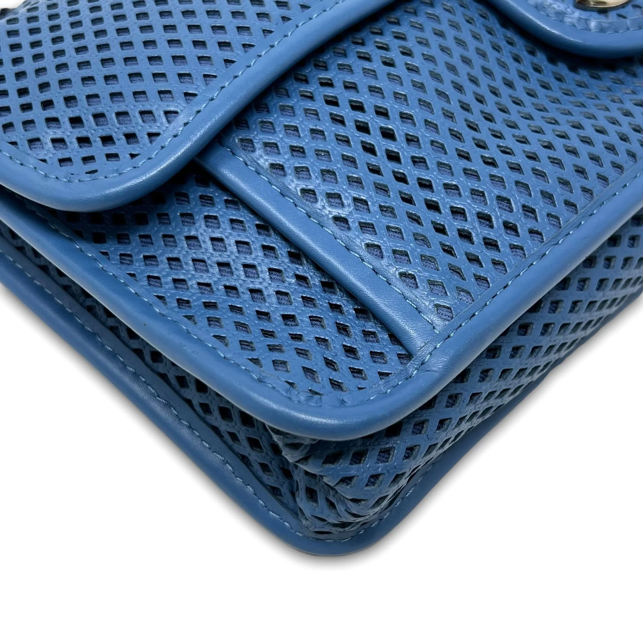 Chanel Blue Perforated French Riviera Flap Bag - Image 7