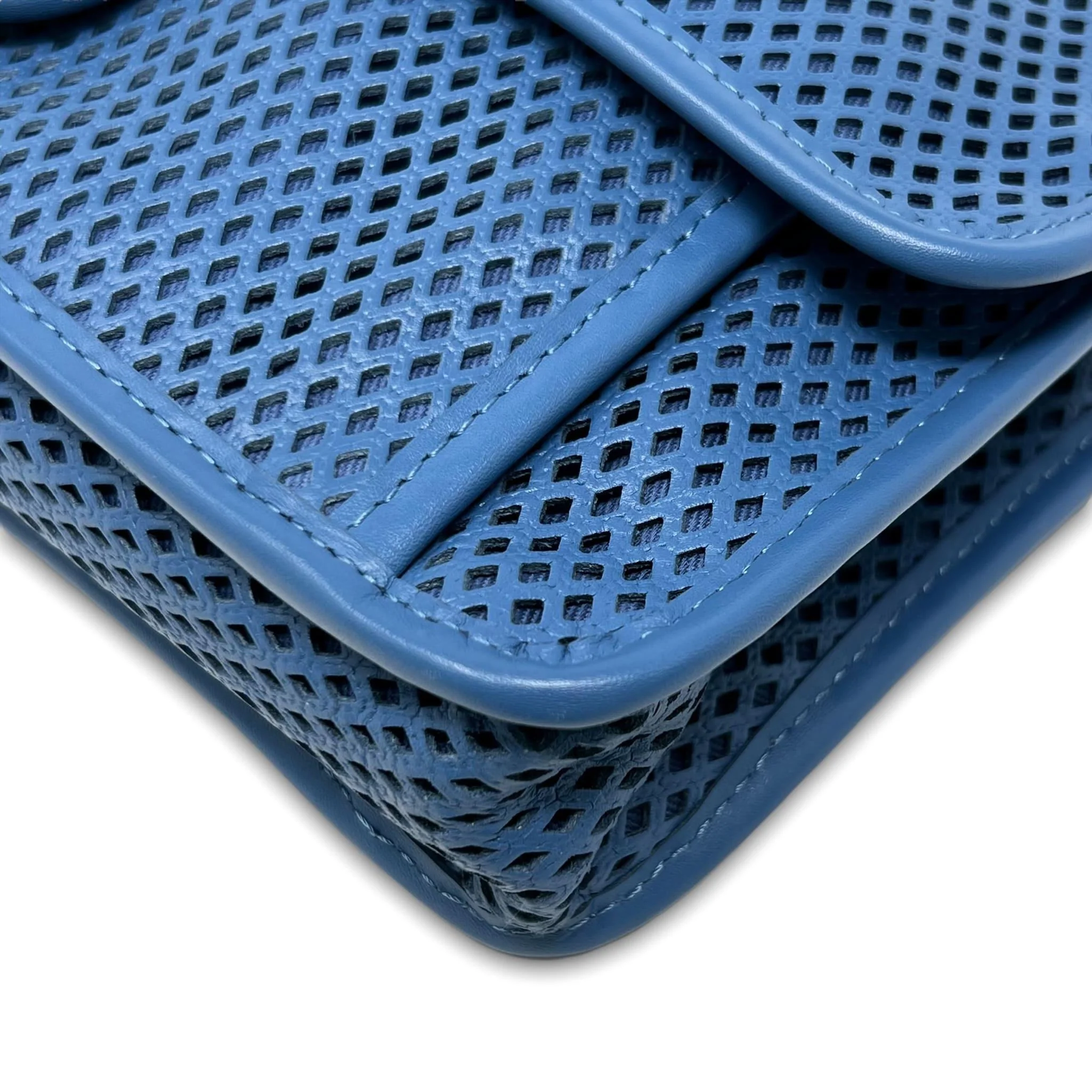Chanel Blue Perforated French Riviera Flap Bag - Image 8