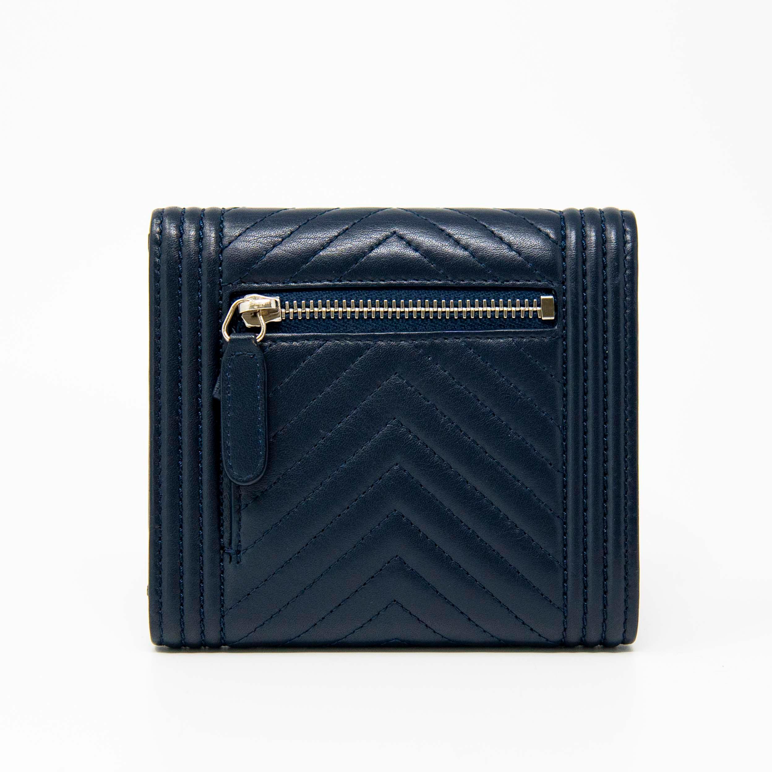 Chanel Blue Lambskin Compact Boy Wallet - Image 3