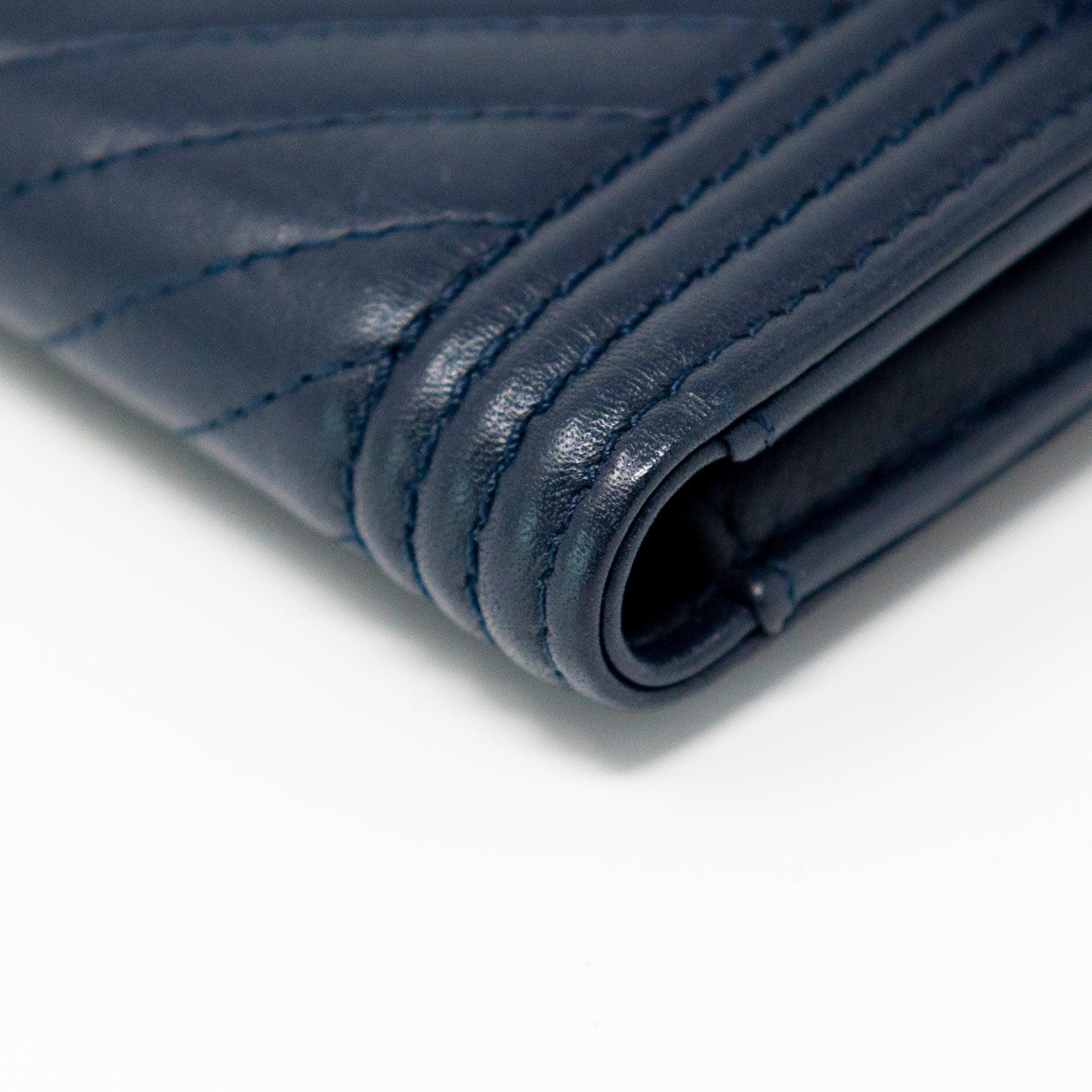 Chanel Blue Lambskin Compact Boy Wallet - Image 5