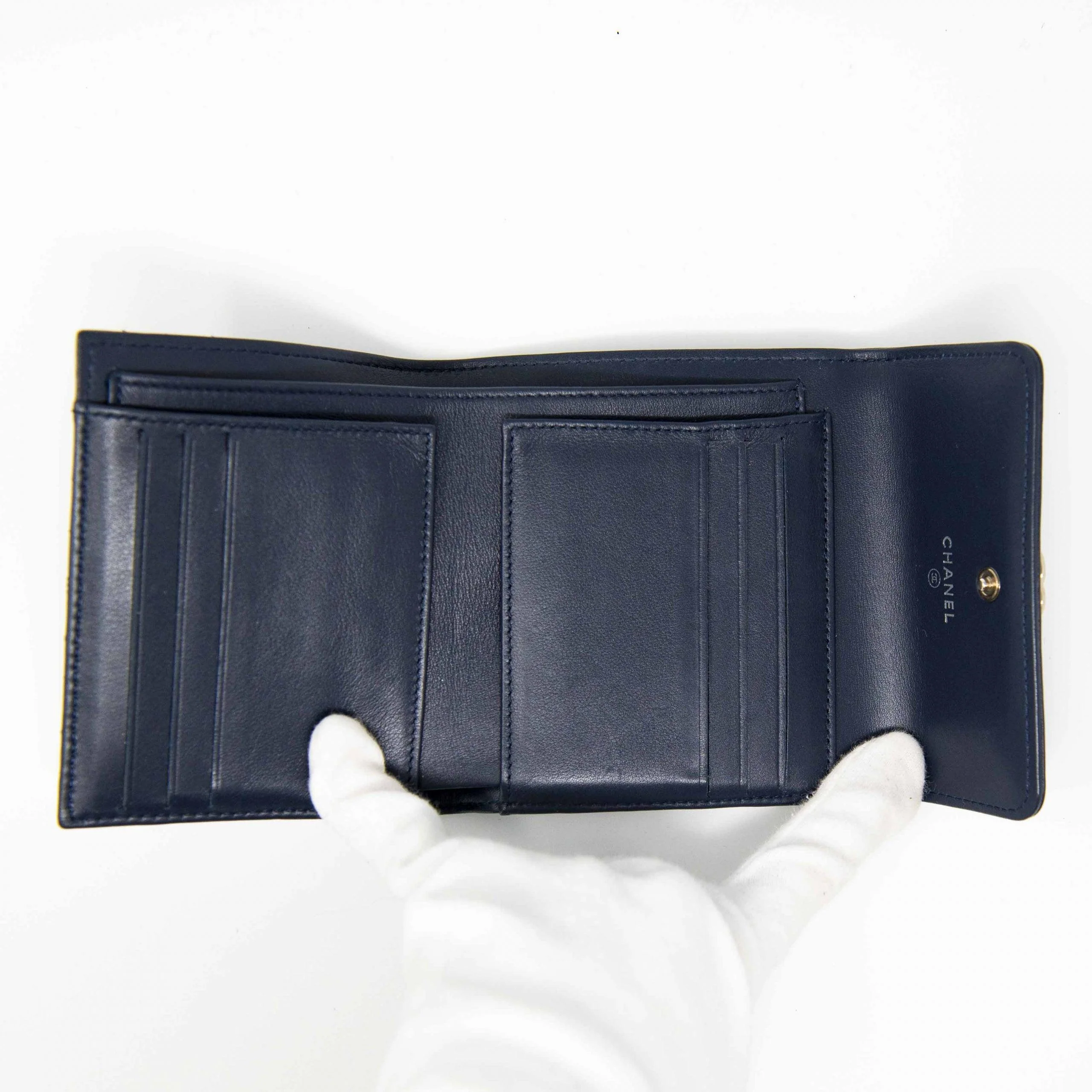 Chanel Blue Lambskin Compact Boy Wallet - Image 8
