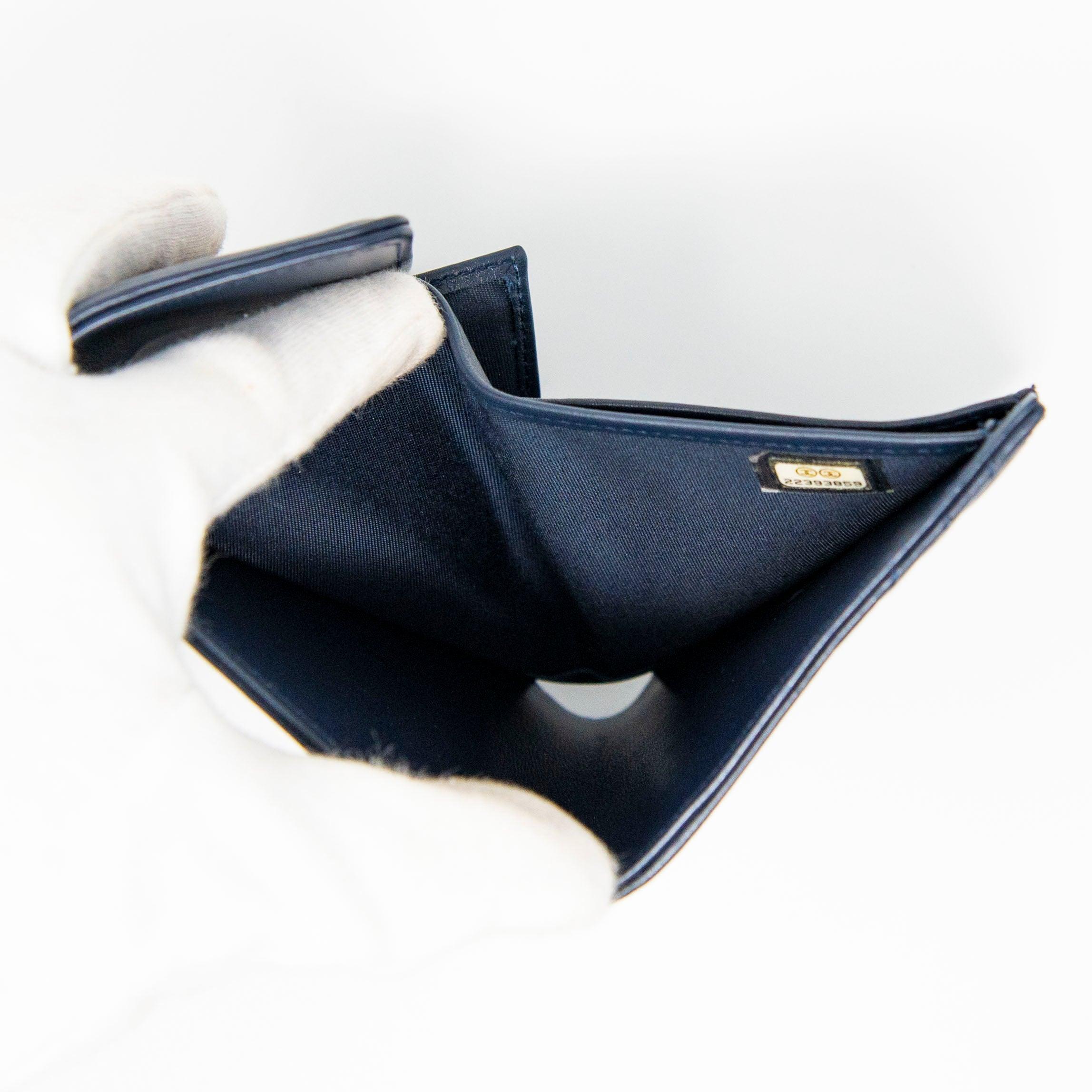 Chanel Blue Lambskin Compact Boy Wallet - Image 9