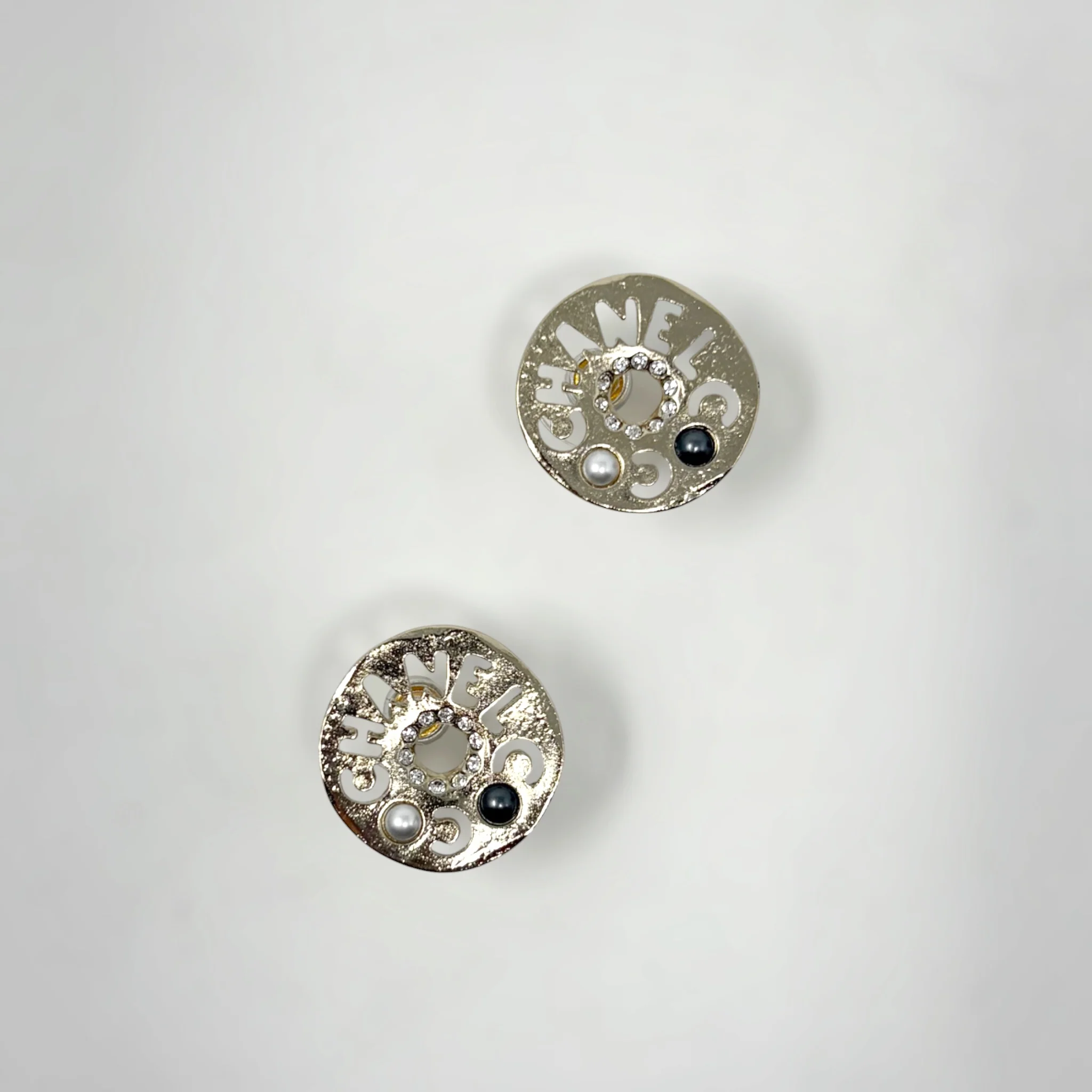 Chanel Gold Round Cut Out Stud Earrings - Image 5