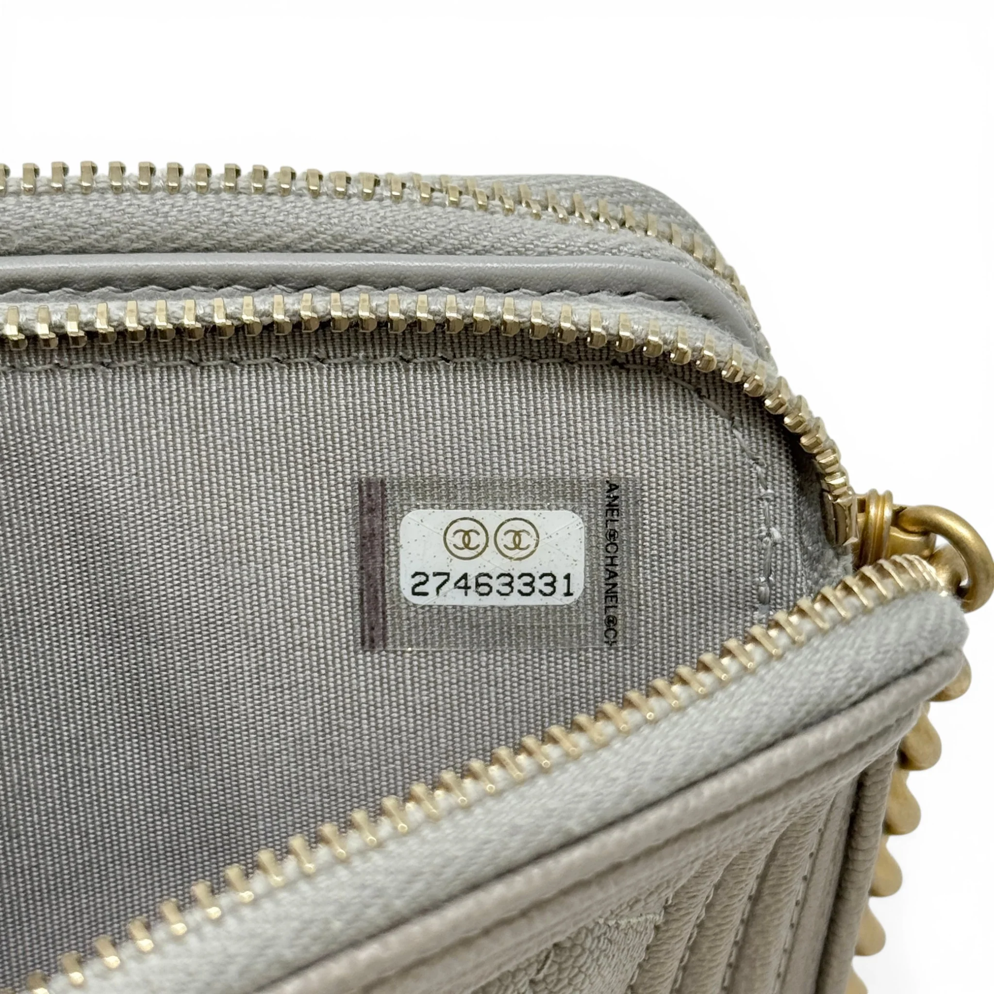 Chanel Grey Double Zip Boy Clutch On Chain - Image 13