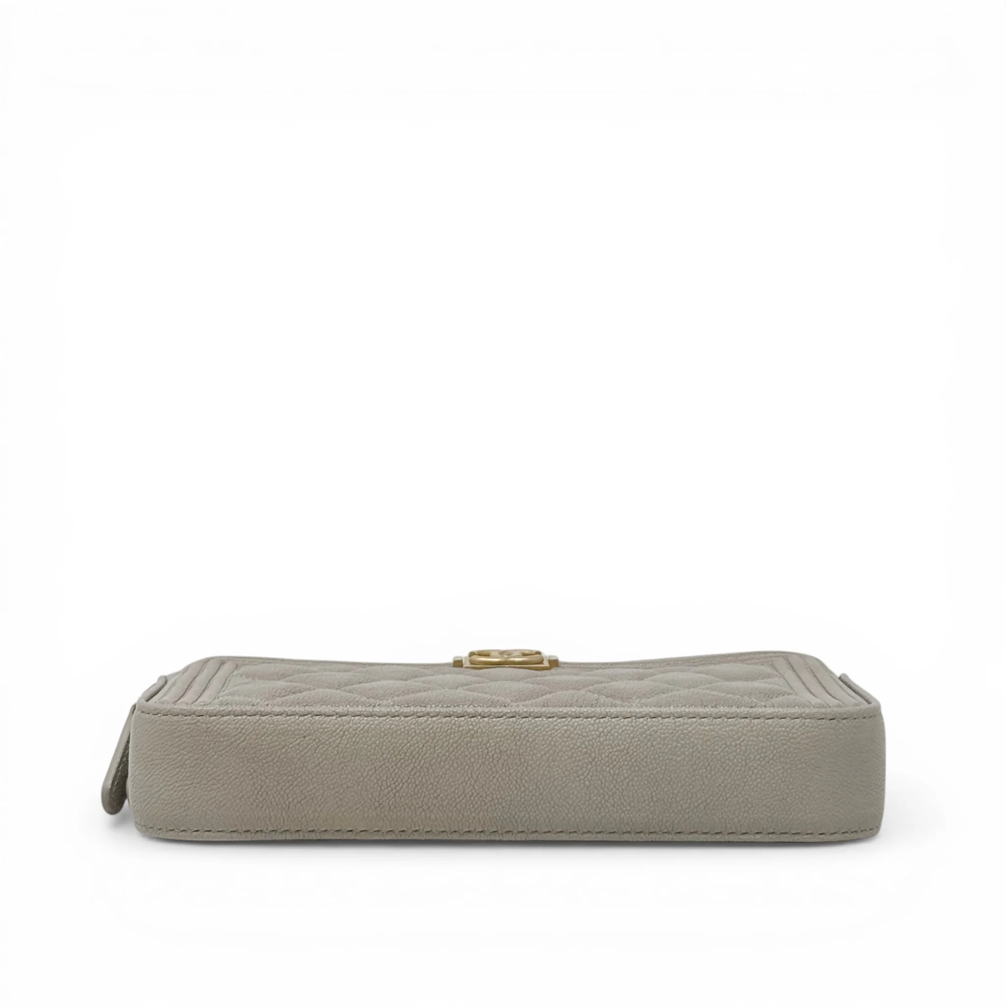 Chanel Grey Double Zip Boy Clutch On Chain - Image 5