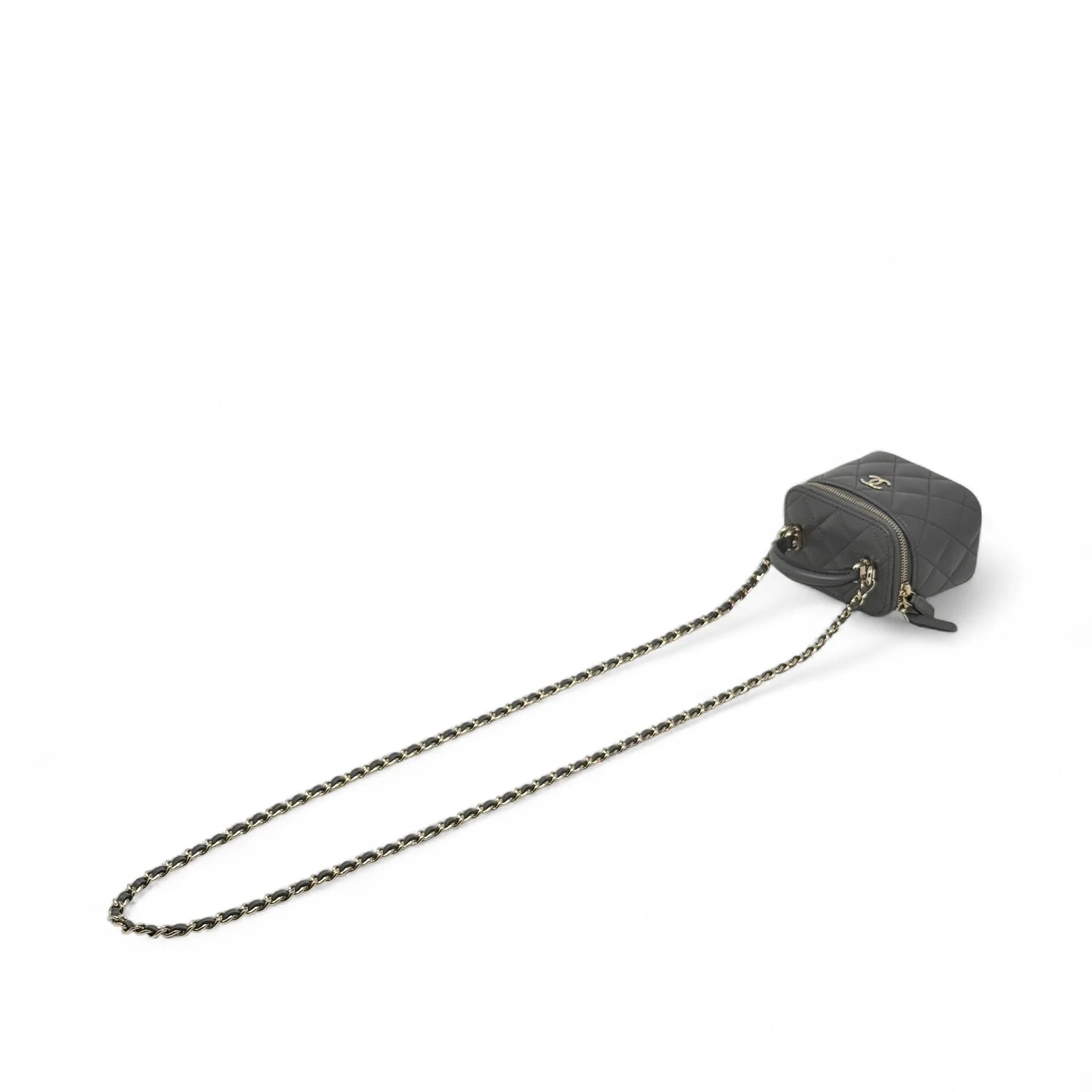 Chanel Grey Mini Vanity Case With Chain - Image 15